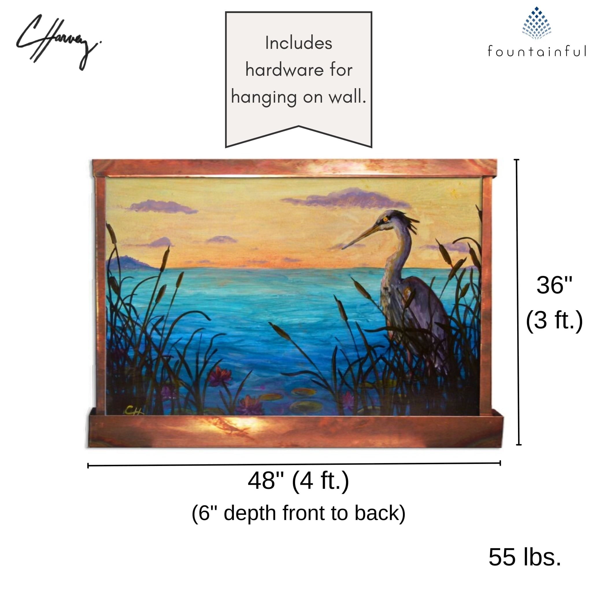 Great Blue Heron Wall Fountain - CHG