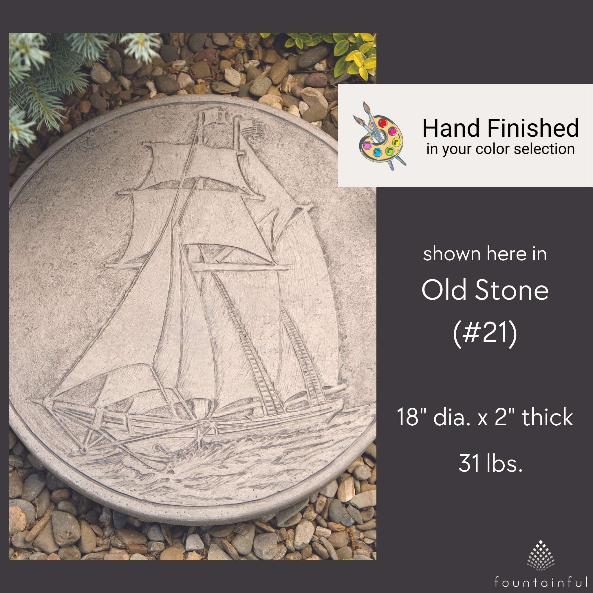 Ship Concrete Round Stepping Stone - Thumbnail 2