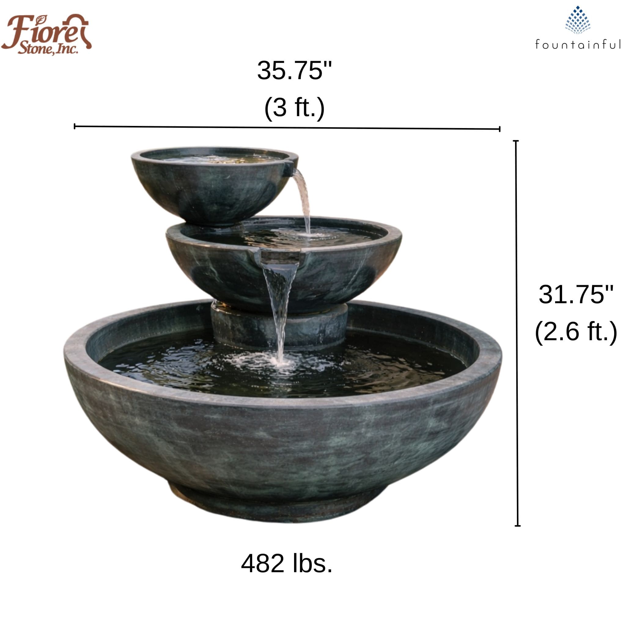 Cascata Spillway Concrete Fountain - Fiore #2011F