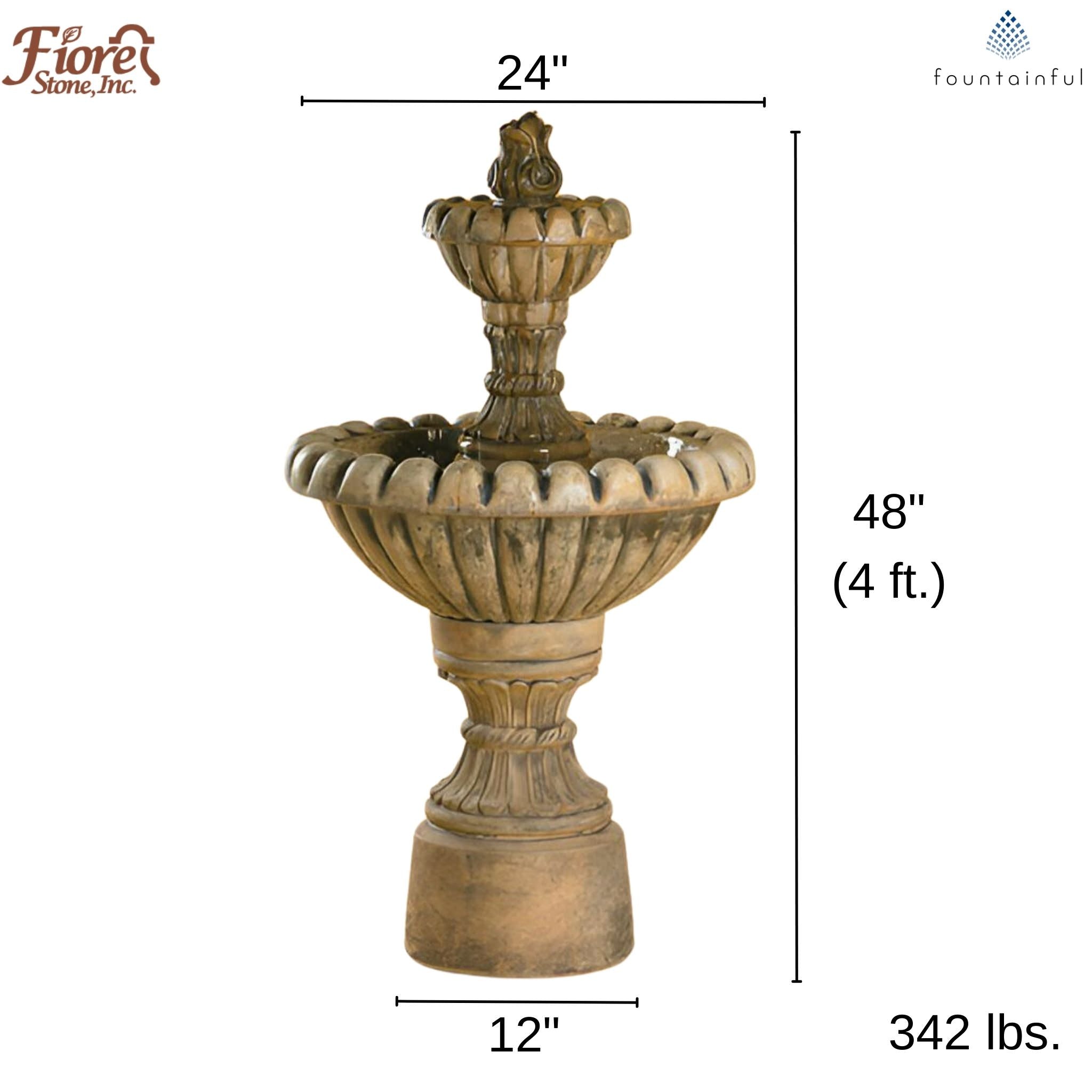 Marsala 2-Tier Concrete Fountain - Fiore #AV113S