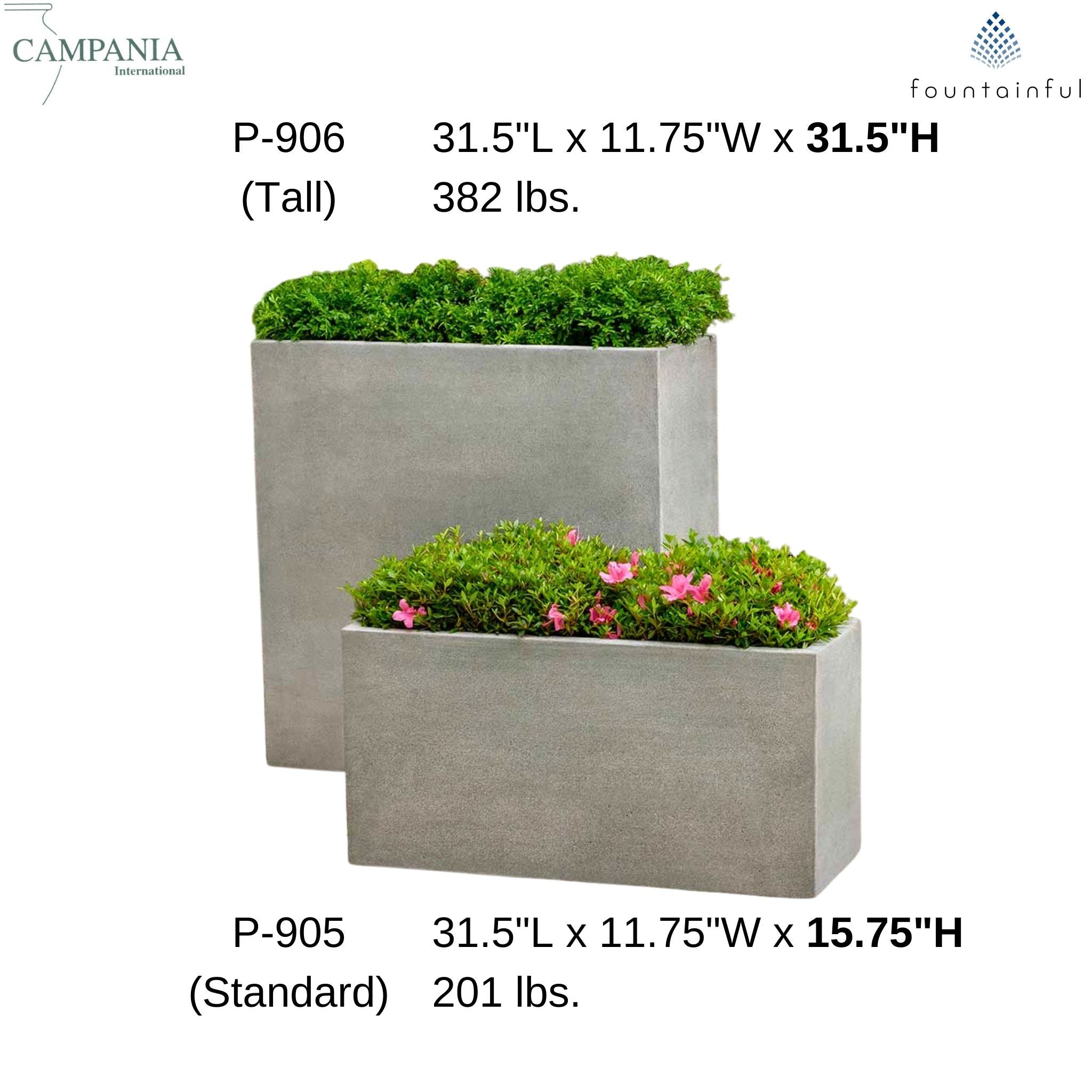 Metro Concrete Box Planters - Campania