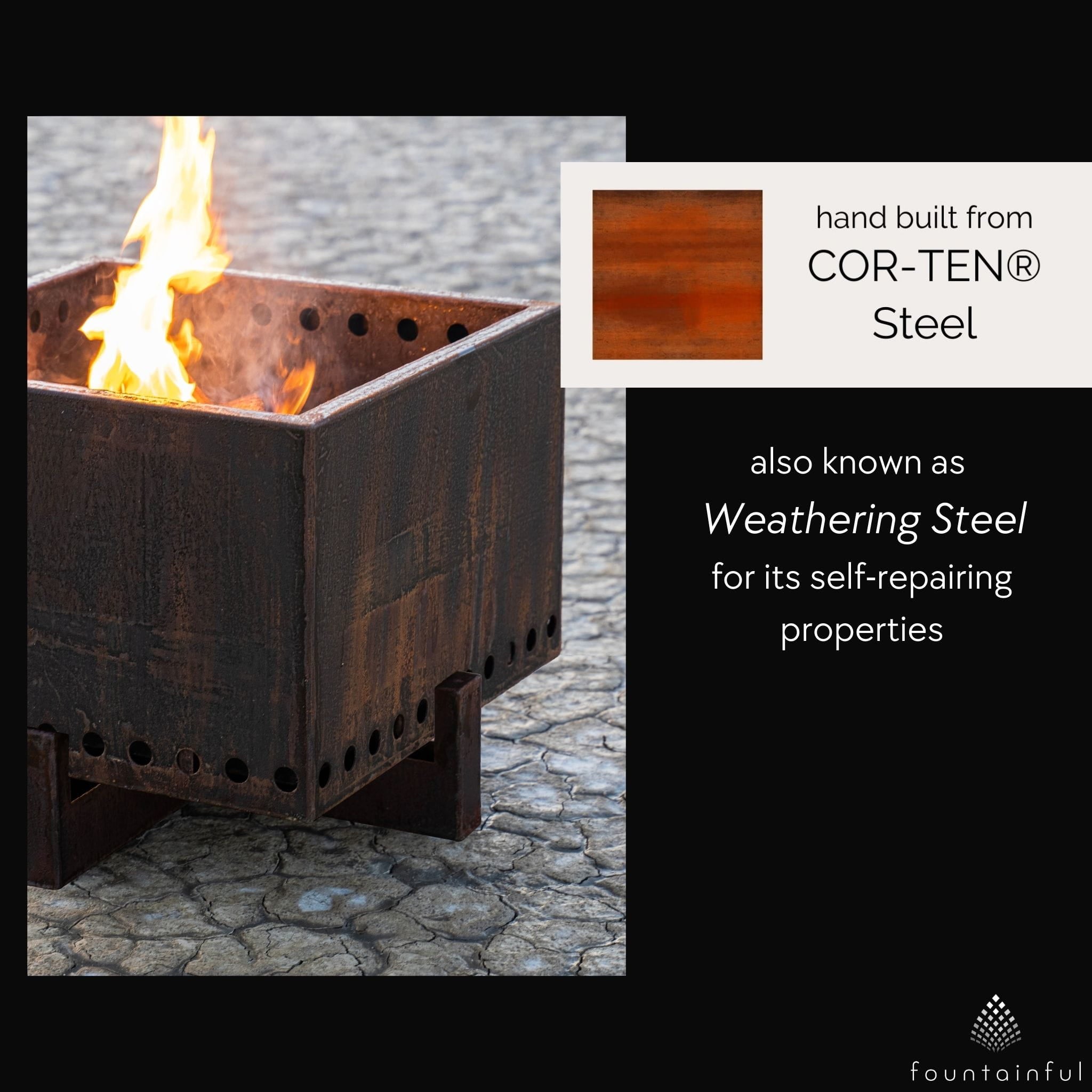 Helix Smokeless Fire Pit in Corten Steel - Outdoor Plus