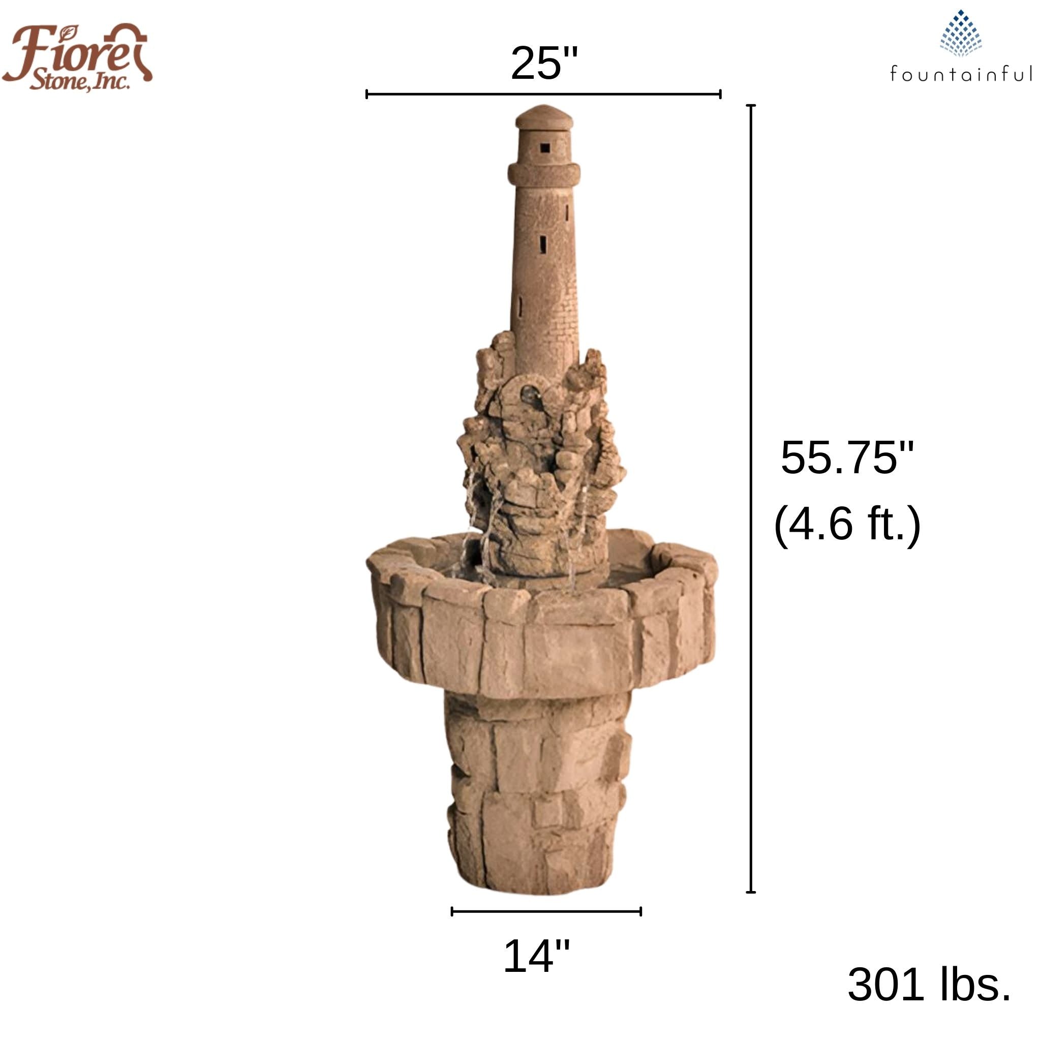 Lighthouse on Cliff Concrete Fountain - Thumbnail 2