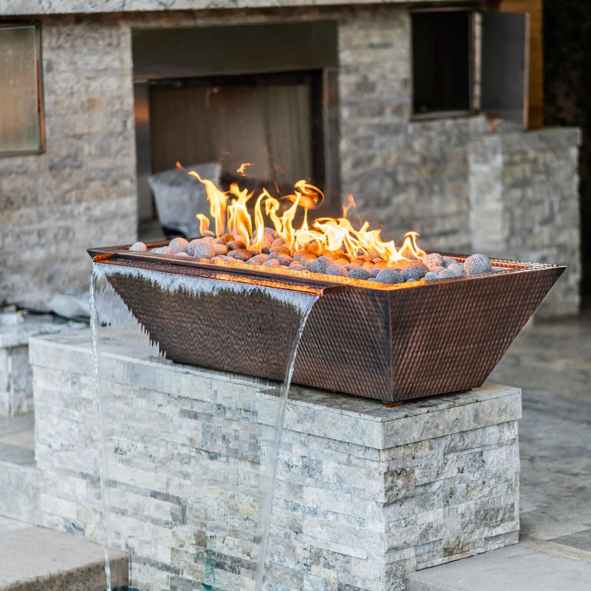 "Maya" Linear Copper Fire & Water Bowl - The Outdoor Plus