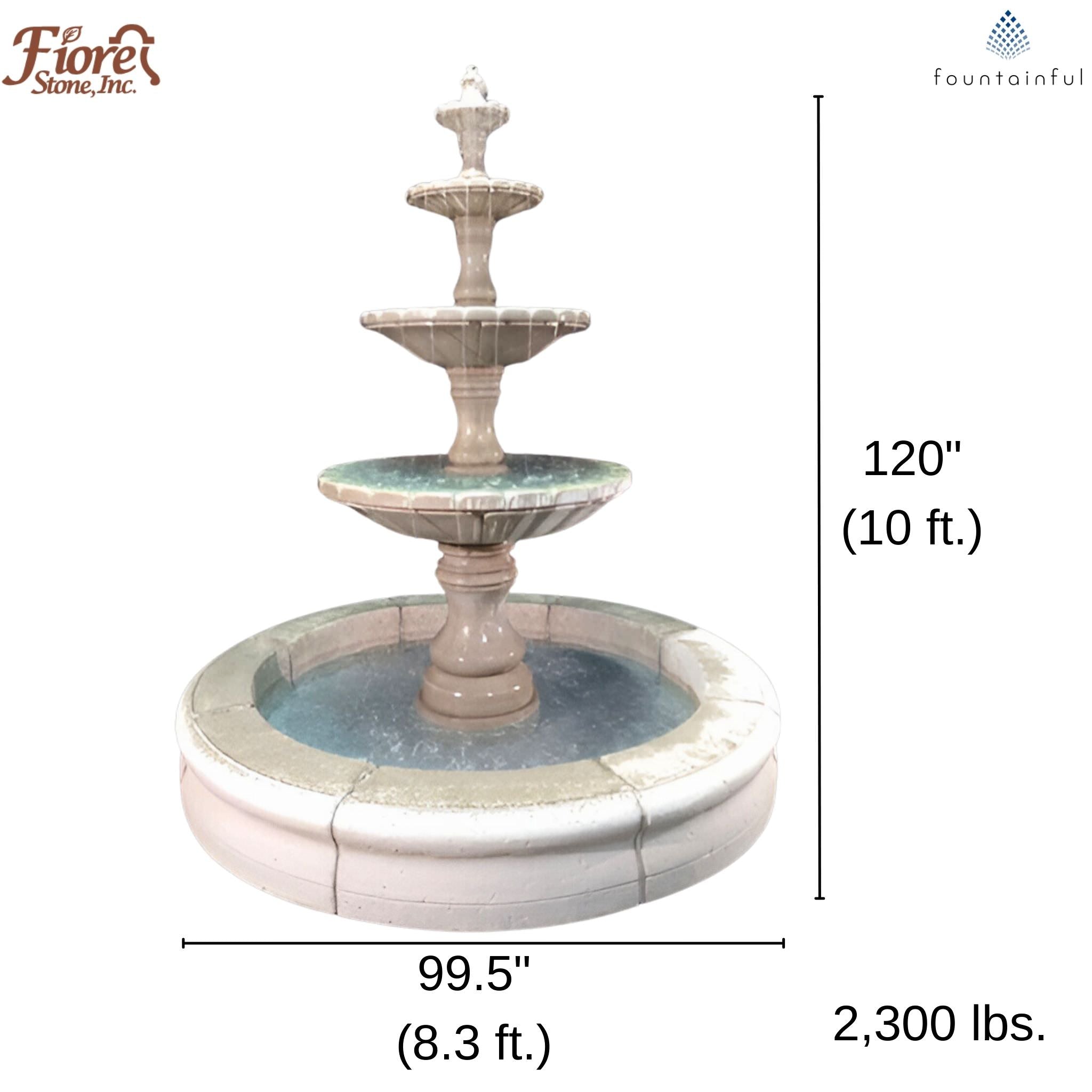 Monaco Tall 4-Tier Concrete Pond Fountain - Fiore #LG169F4R