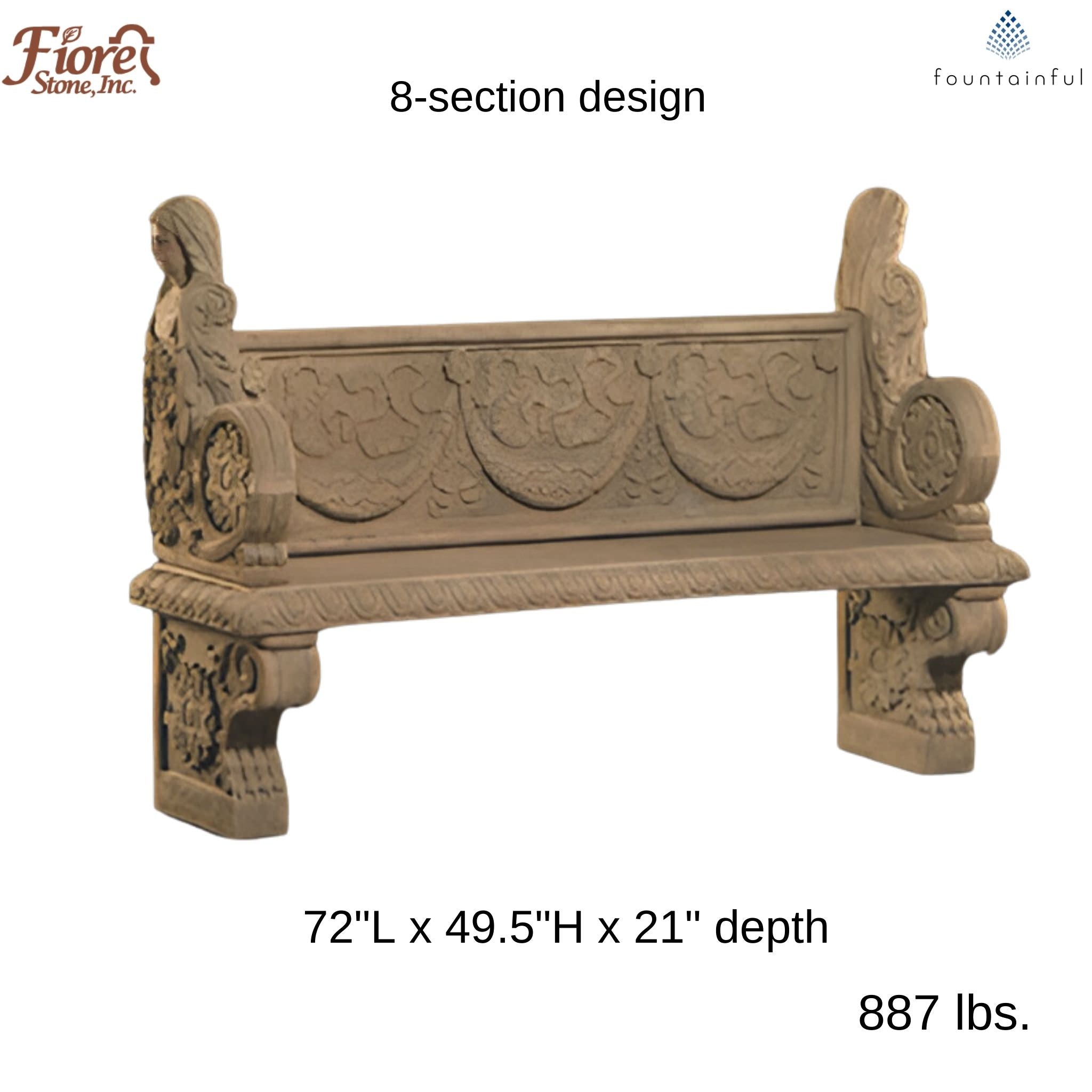 Euronetian Concrete Garden Bench - Fiore #633