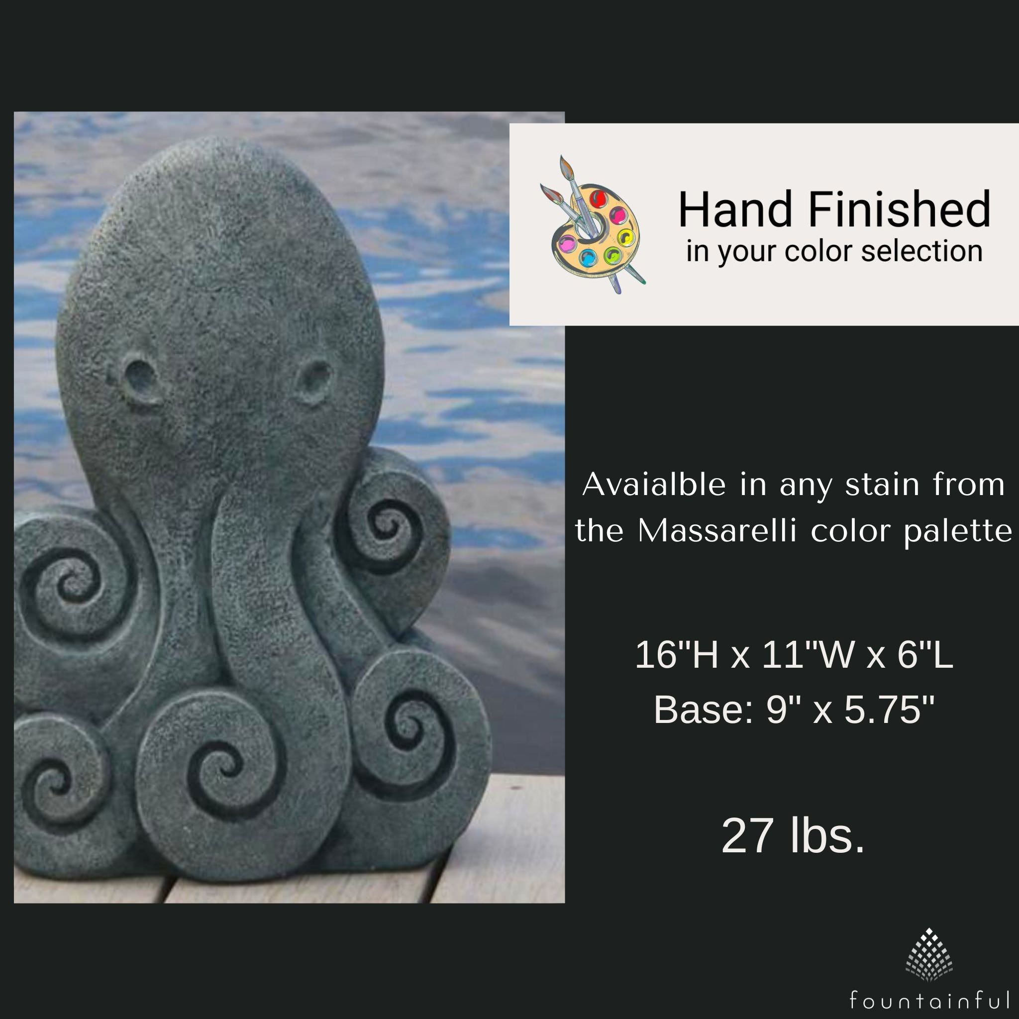 Contemporary Octopus Concrete Garden Statue - Massarellis #7607