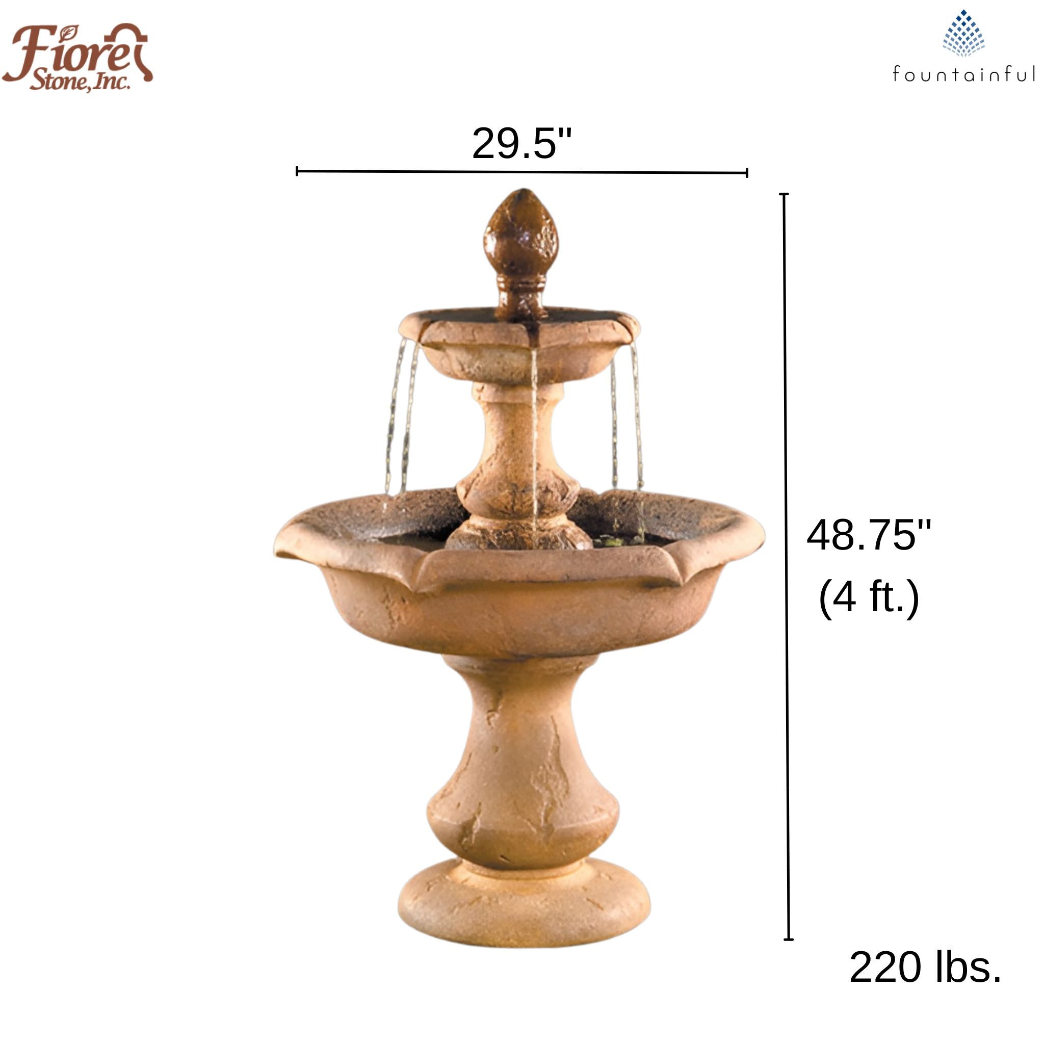 Vincenza 2-Tier Concrete Fountain - Fiore Stone