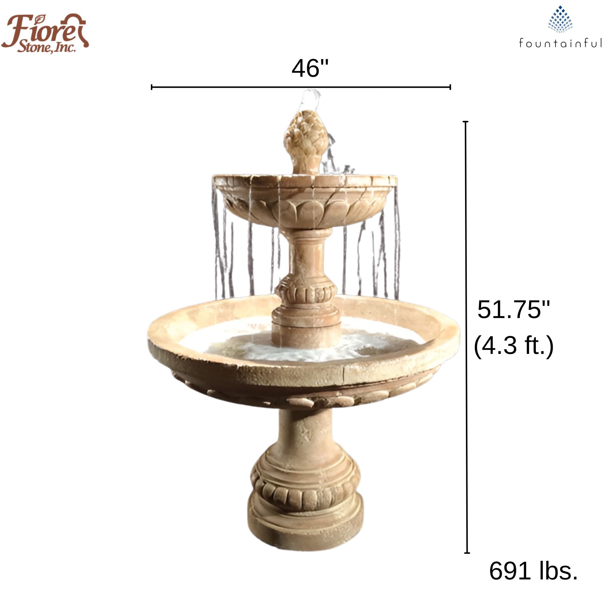 Geneva 2-Tier Concrete Fountain - Fiore #LG164FT2