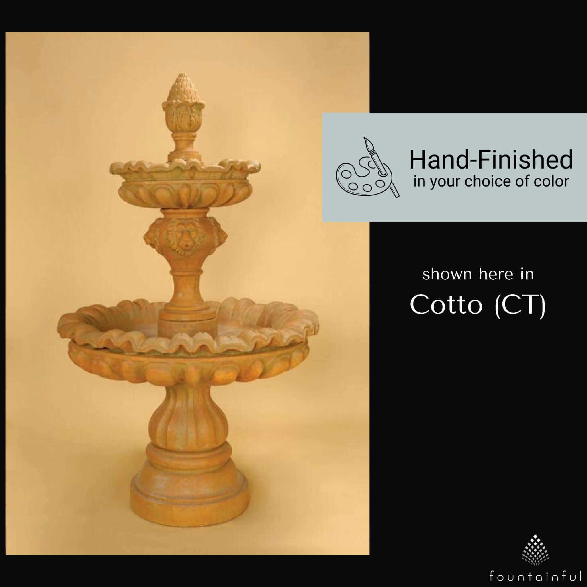 Venezia 2-Tier Lion Head Concrete Fountain - Thumbnail 2