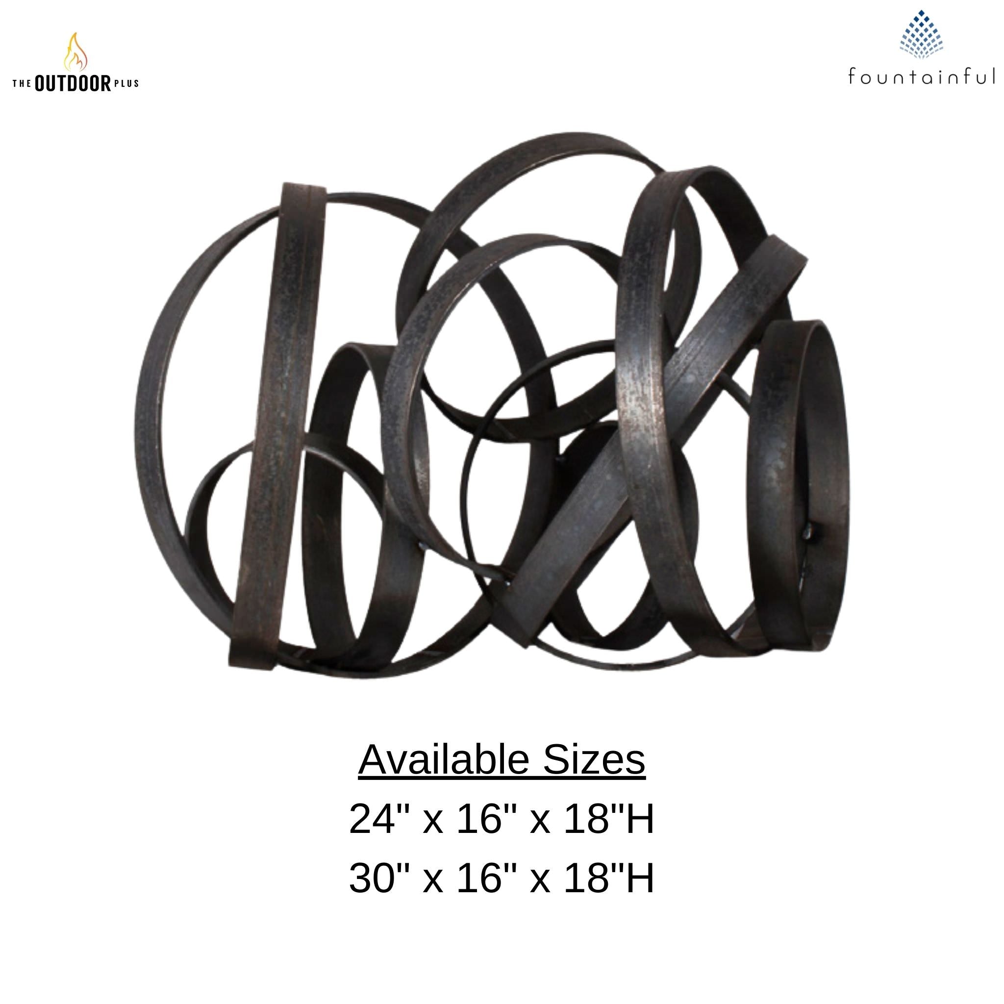 Milled Steel Hoops Fire Ornament - Outdoor Plus