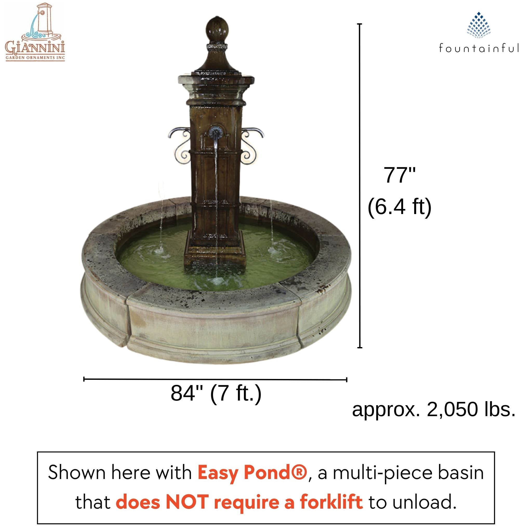 Aquitaine Concrete Pond Fountain - Giannini