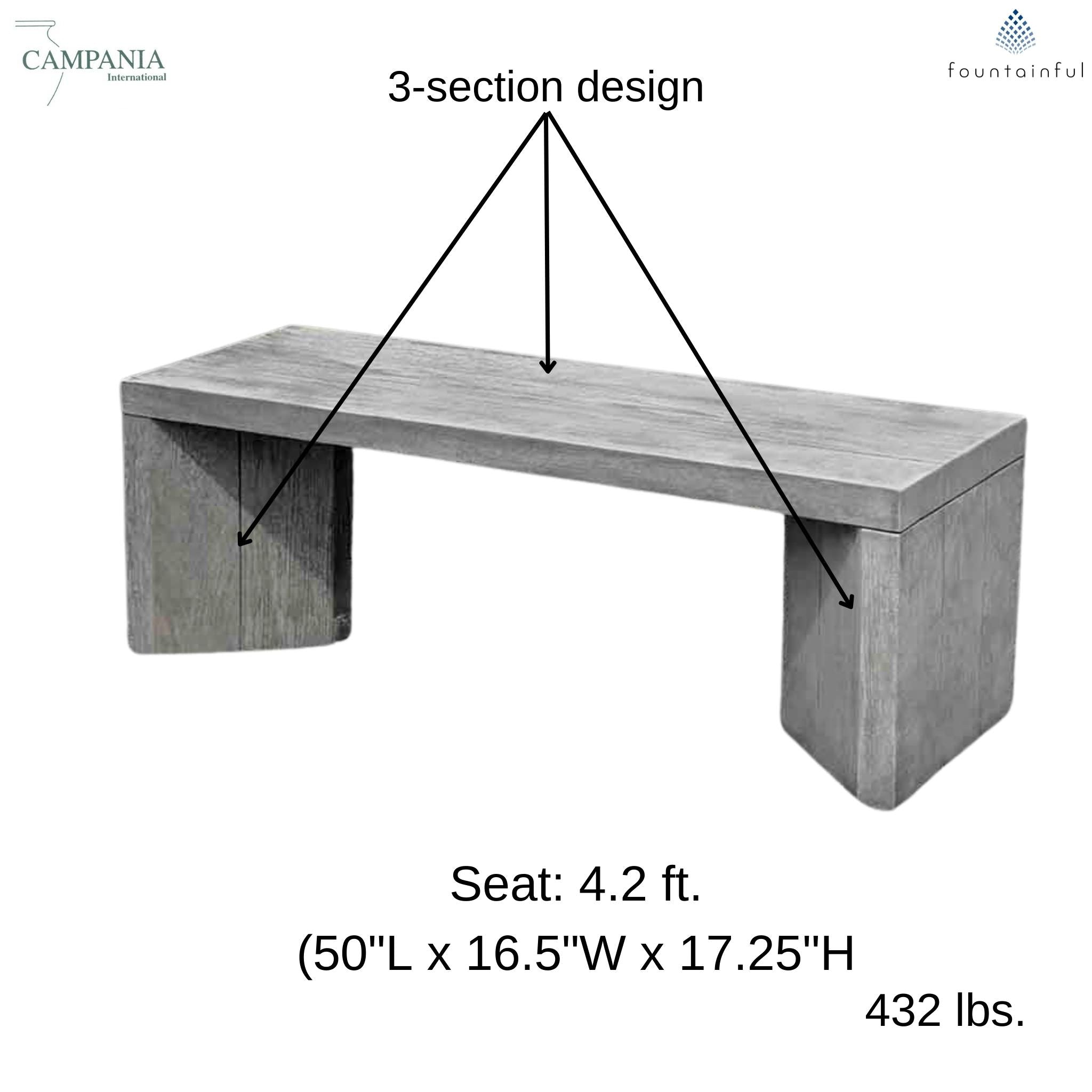 Chênes Brut Concrete Garden Bench - Campania #BE134