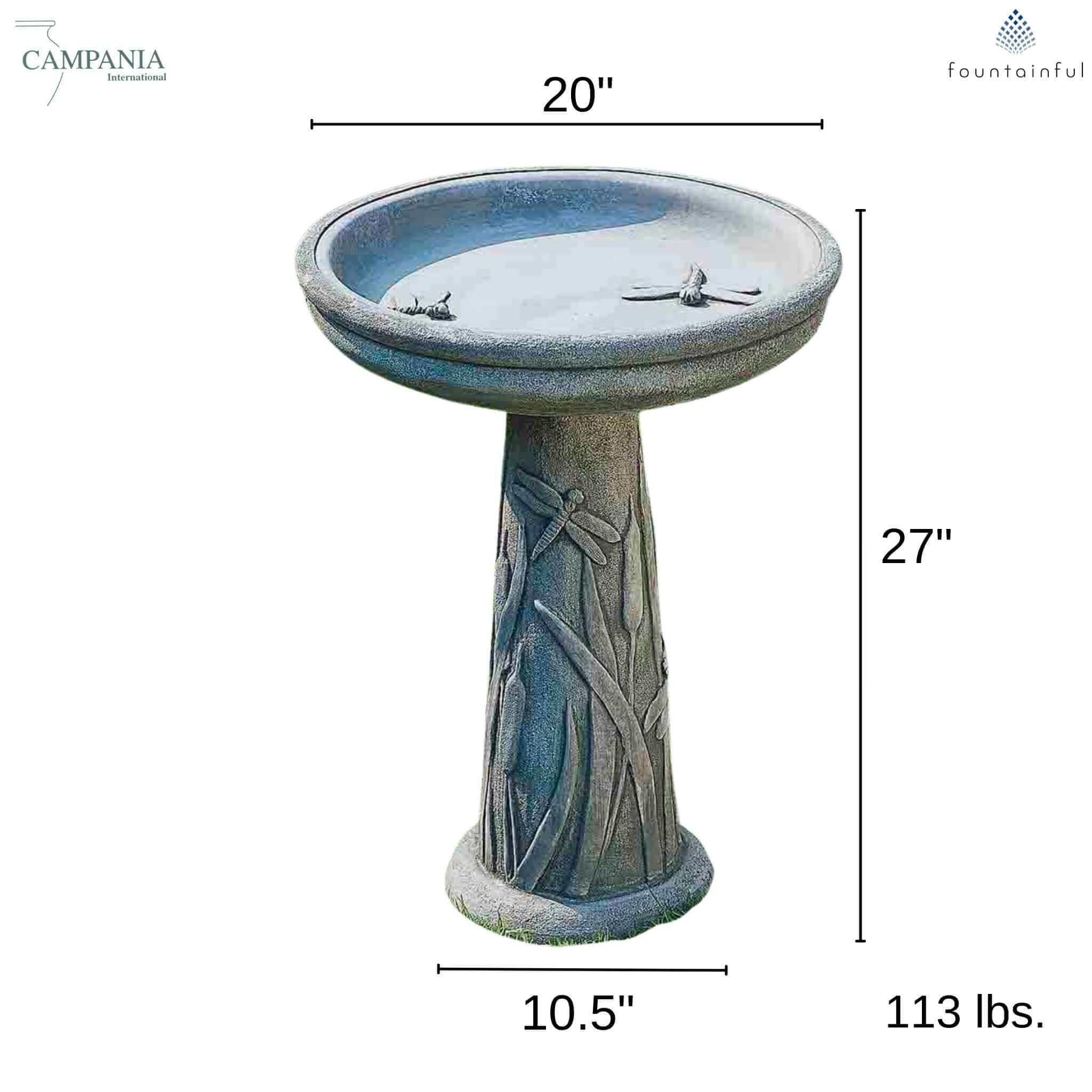 Dragonfly Concrete Bird Bath