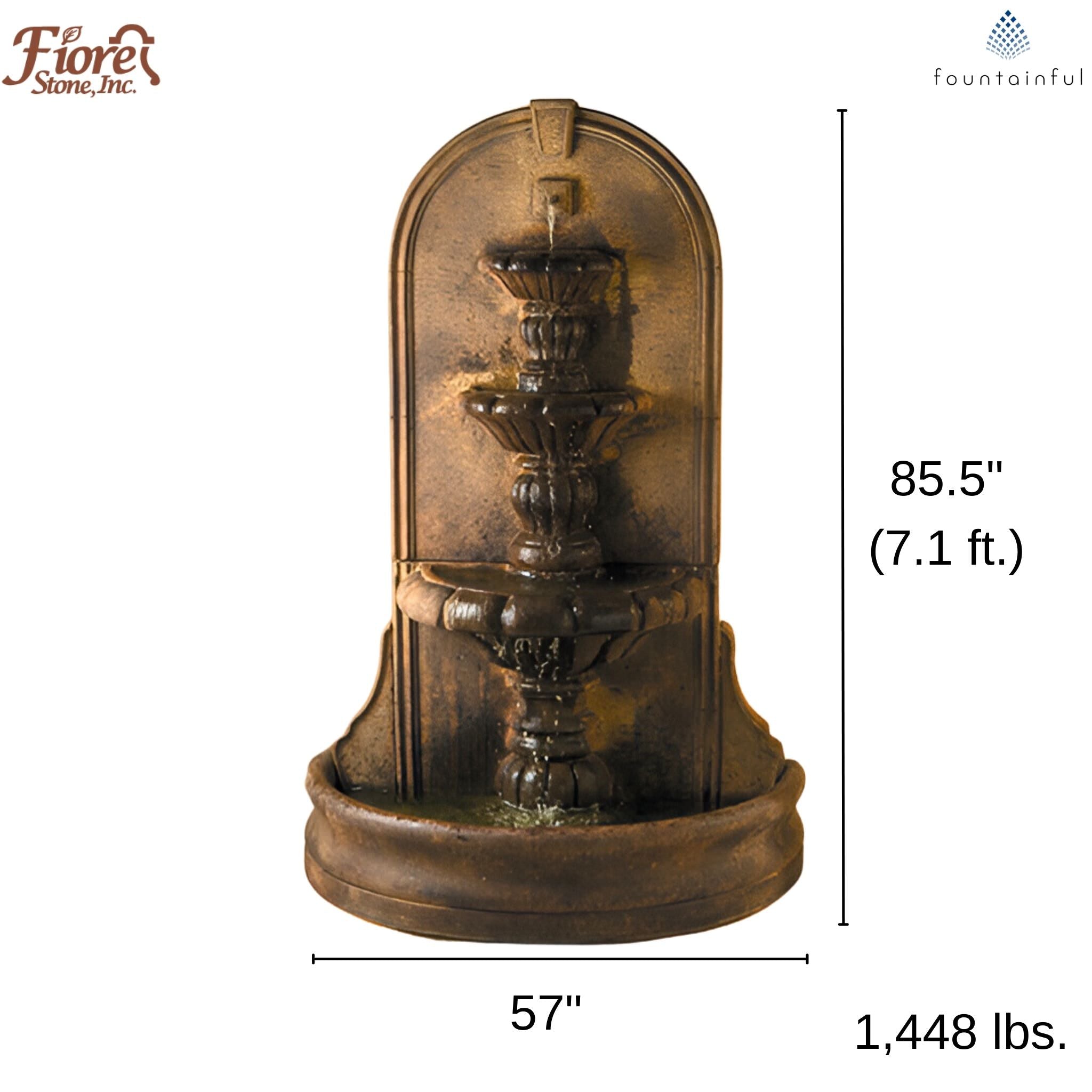 Vizcaya 3-Tier Concrete Wall Fountain - Fiore #2091