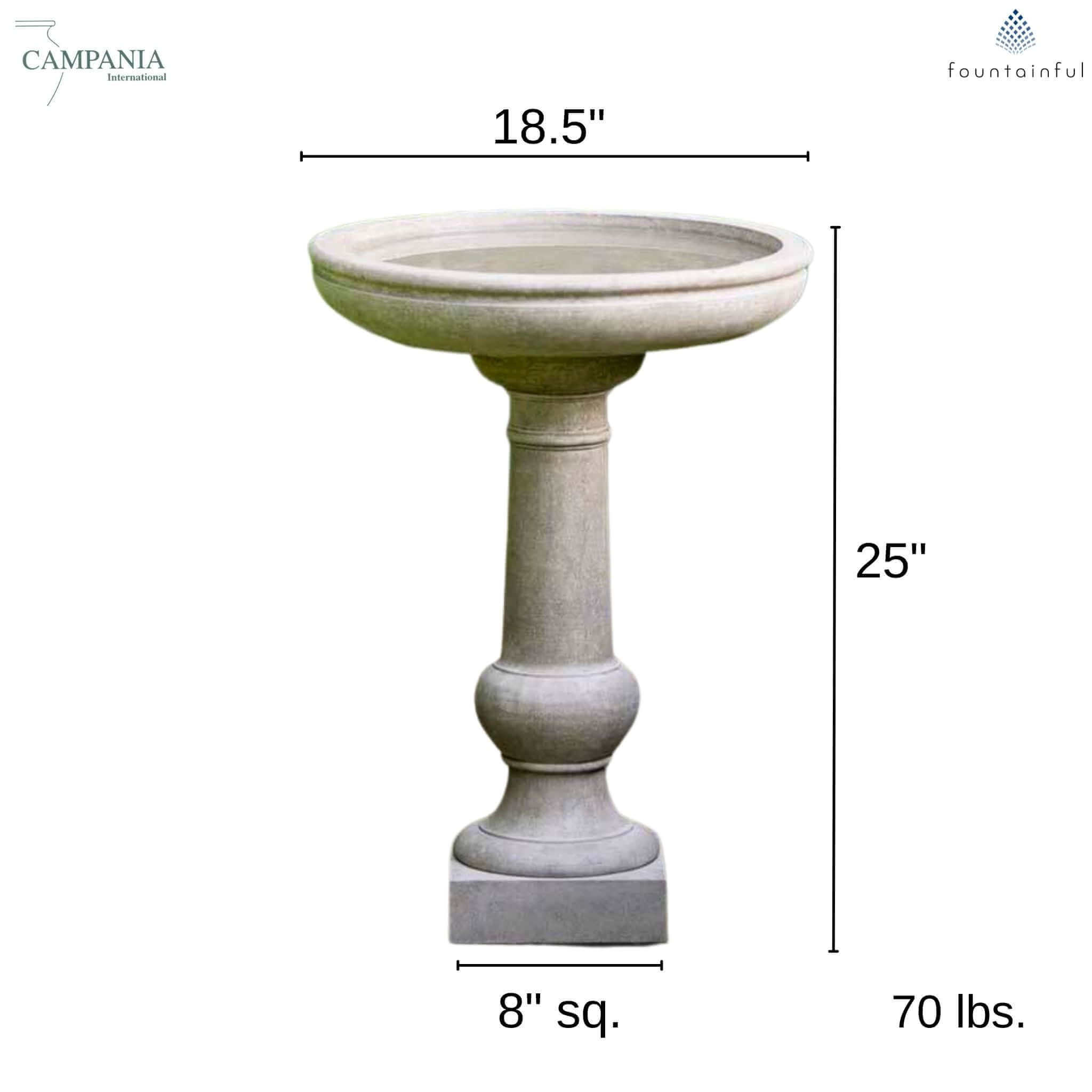 Williamsburg Tea Table Concrete Bird Bath - Campania #B120