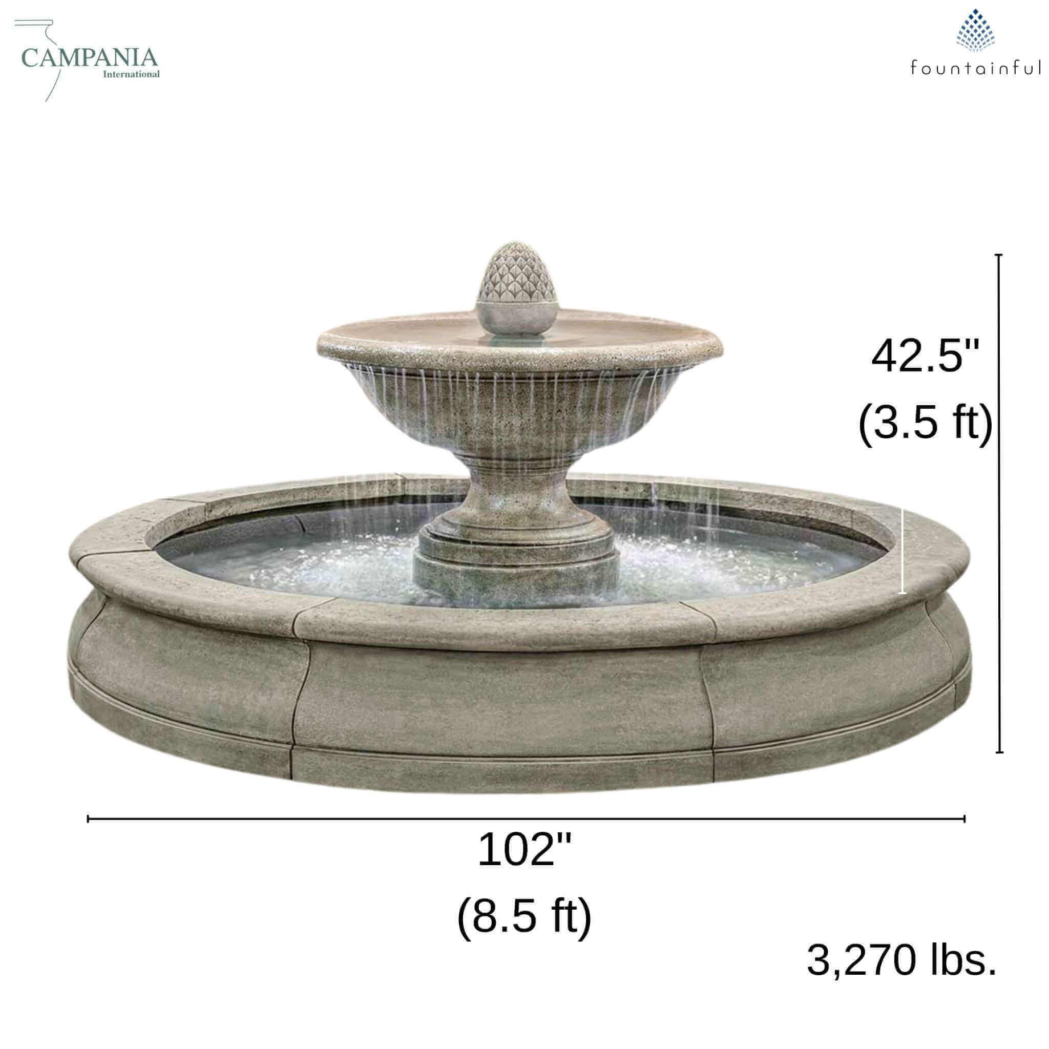 D'Este Acorn Finial Concrete Fountain - Campania #FT424