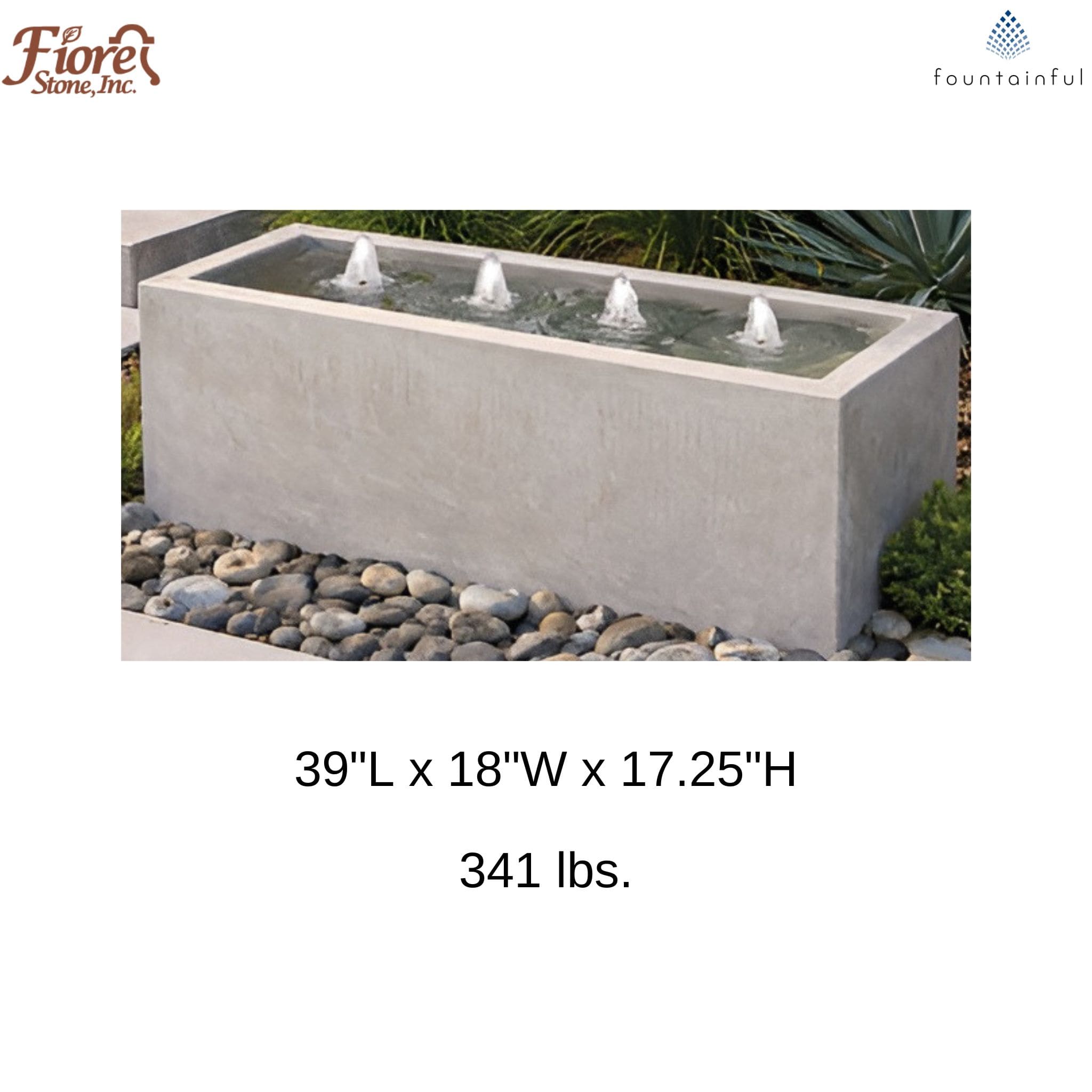 Modern Rectangular Bubbler Concrete Fountain - Fiore #2022FL