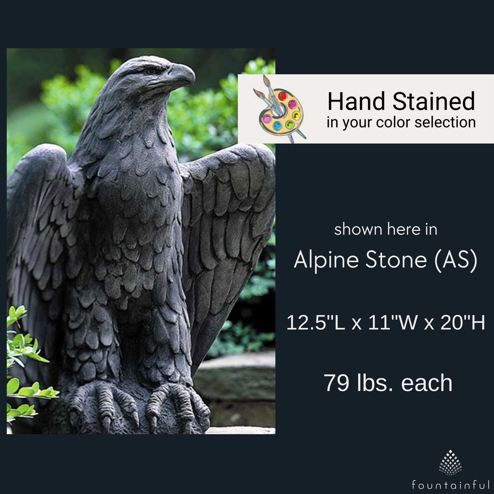 Eagles Looking Left & Right Concrete Garden Statues - Thumbnail 4