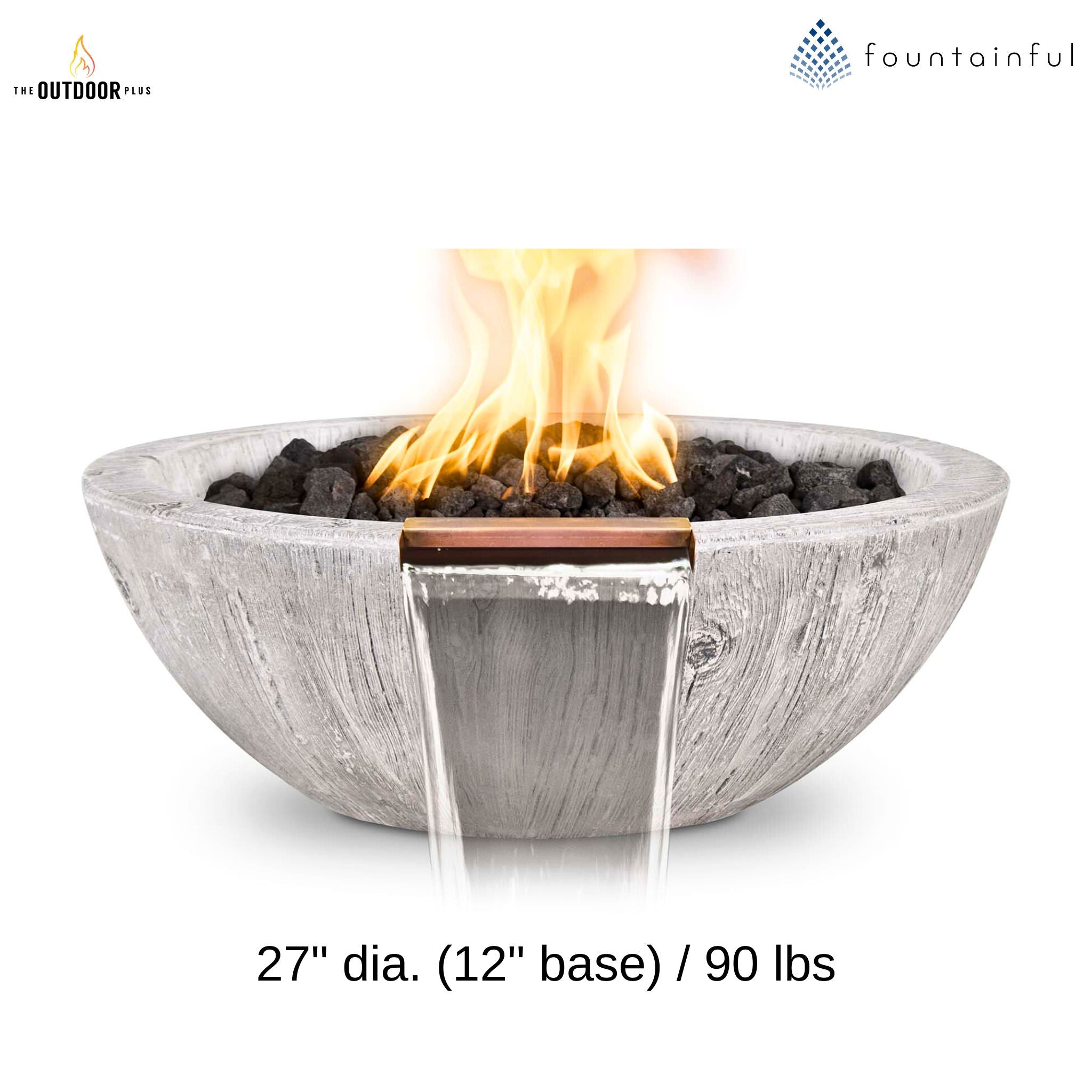 "Sedona" Wood Grain Concrete Fire & Water Bowl - The Outdoor Plus