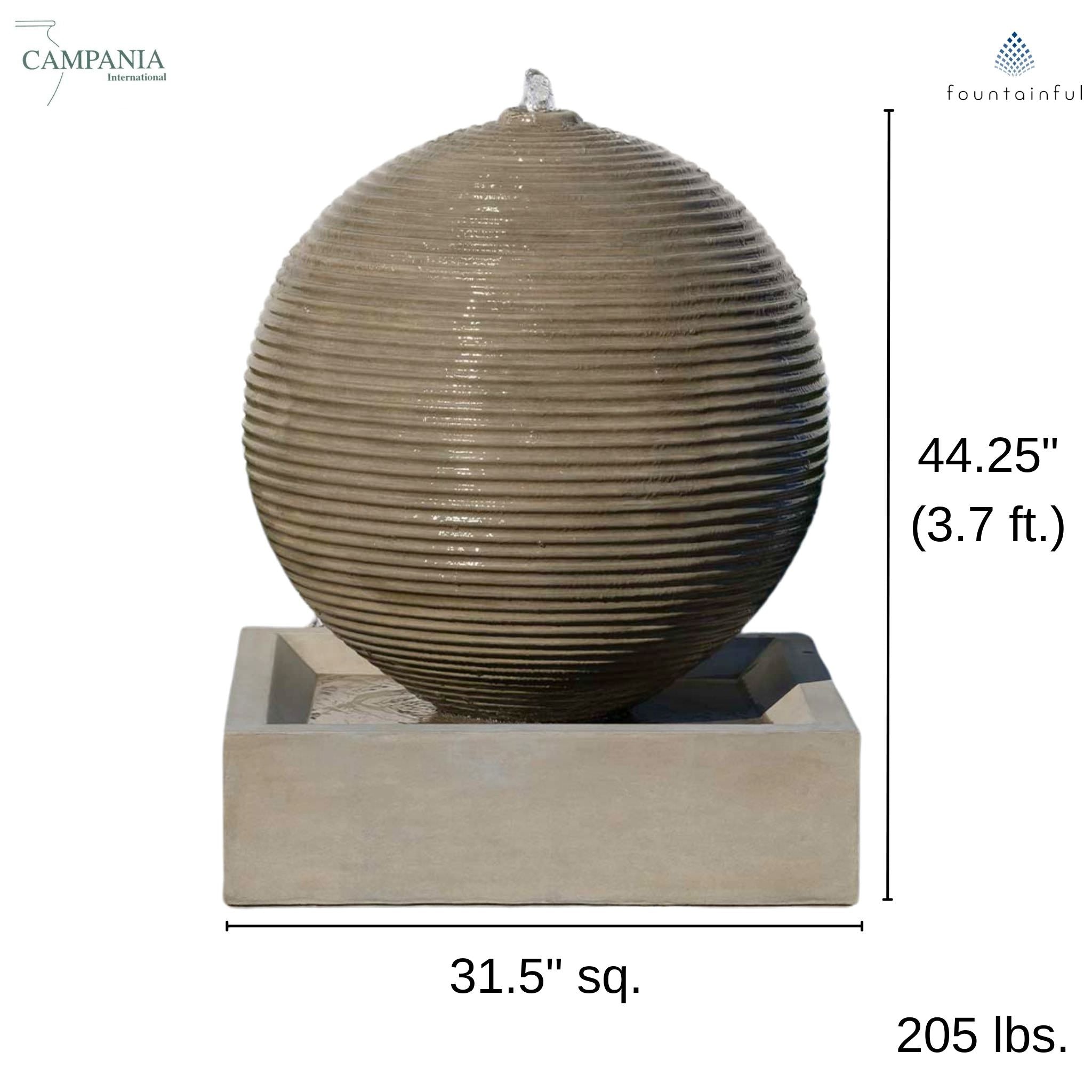 Ribbed Sphere GFRC Garden Fountain - Campania #1114