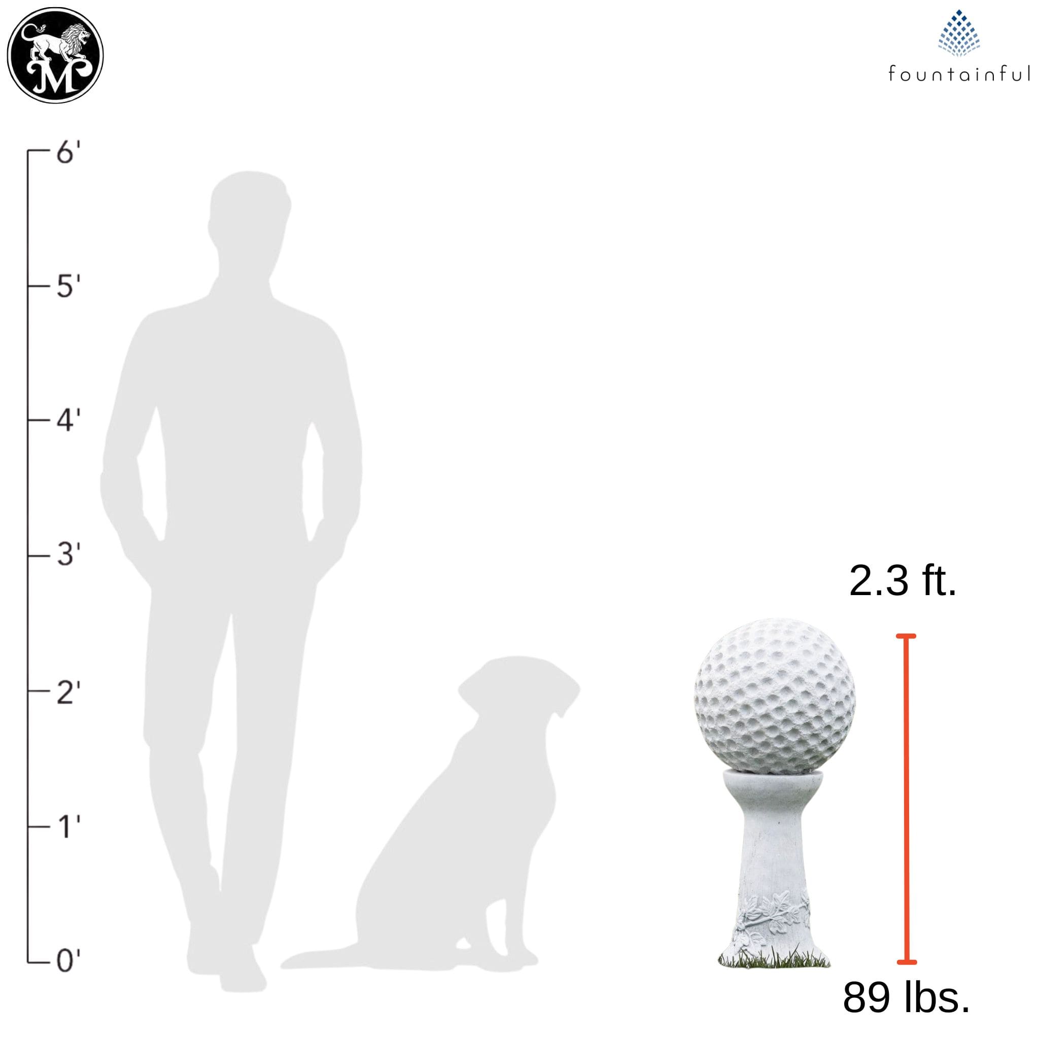 Golf Ball on Pedestal Concrete Garden Statue - Massarellis 4248