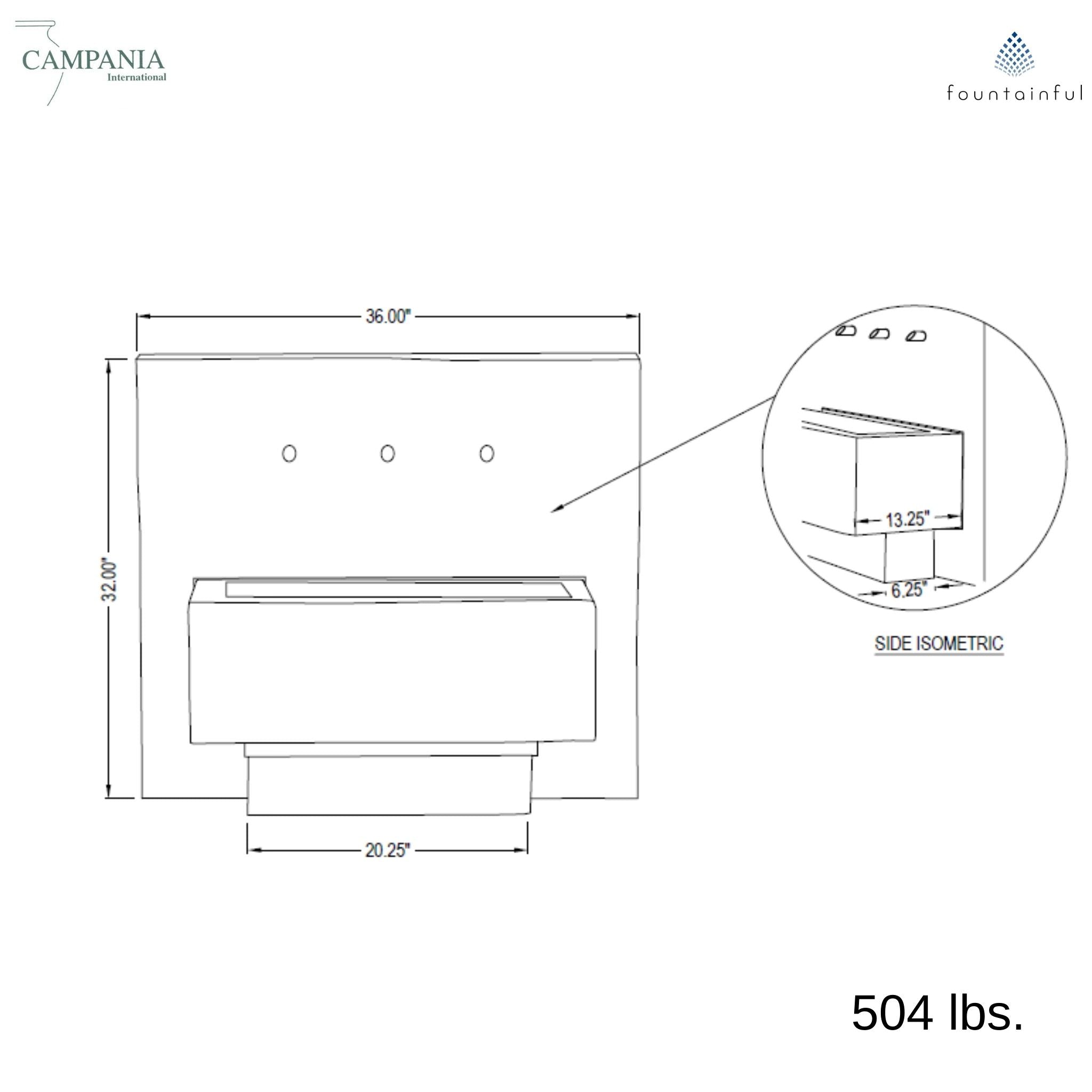 X3 Concrete Wall Fountain - Campania #FT125