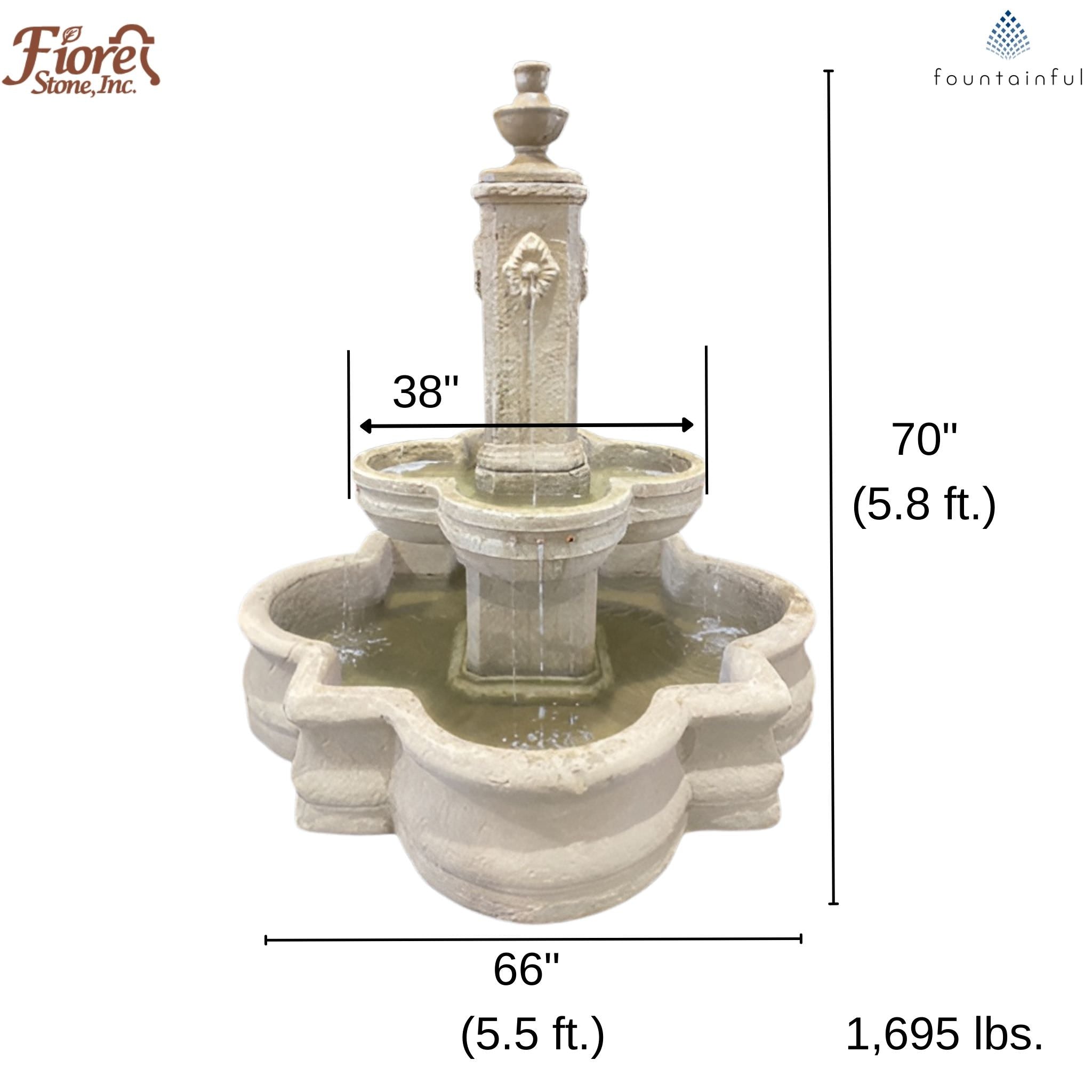 Diamante Courtyard Fountain with Basin - Fiore #271FAQ