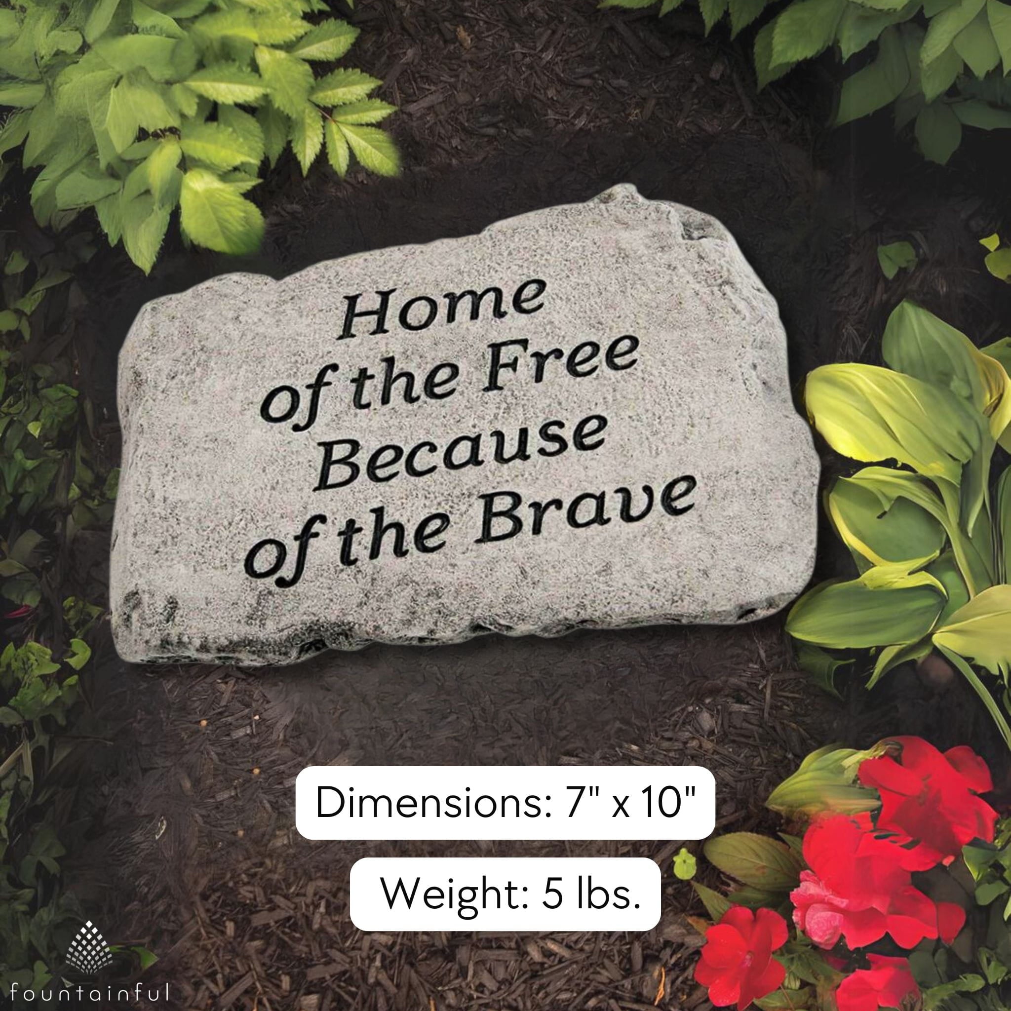 Home of the Free Concrete Garden Greeting Stone - Massarellis #1787