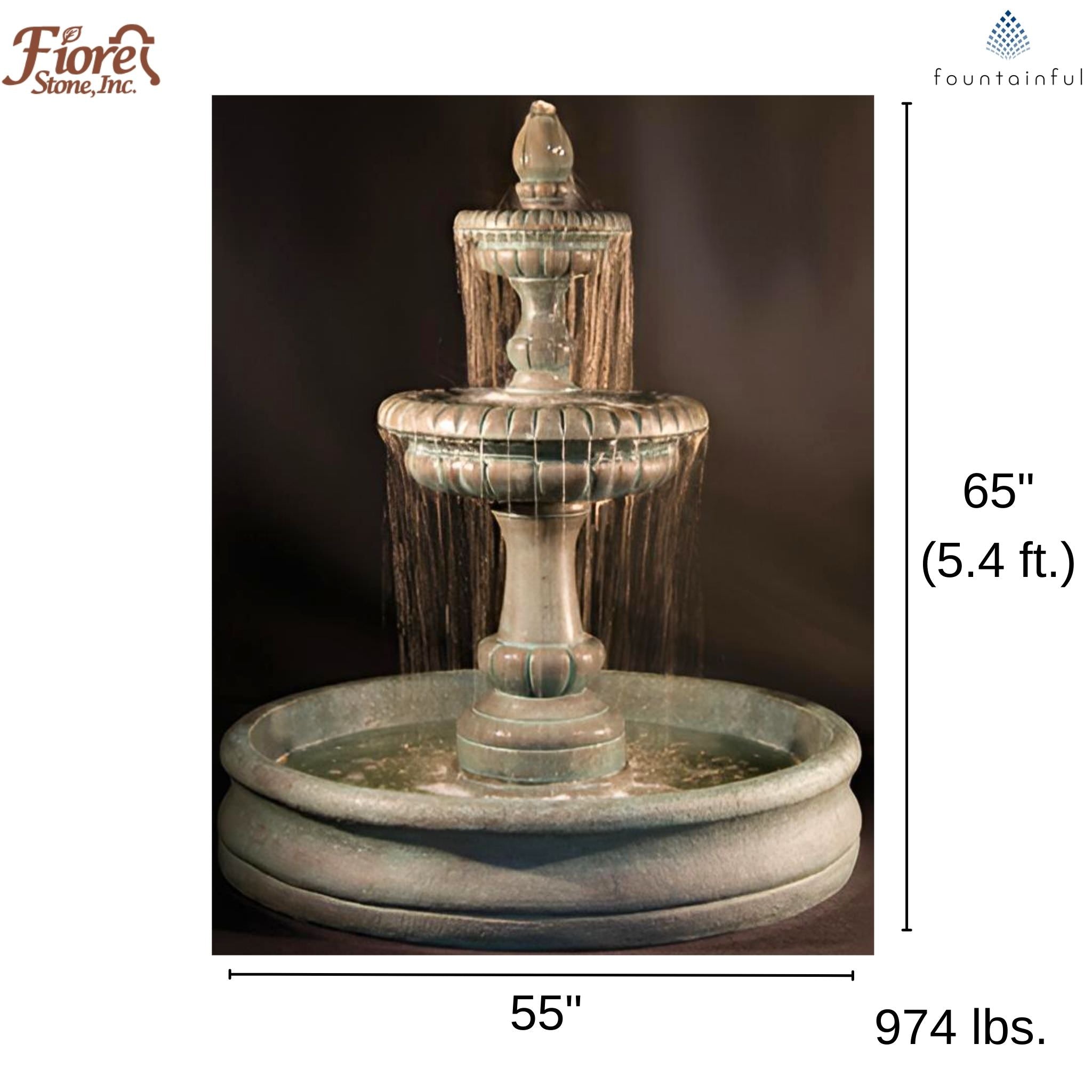 Pioggia 2-Tier Fountain with 55" Basin - Fiore #LG163FB