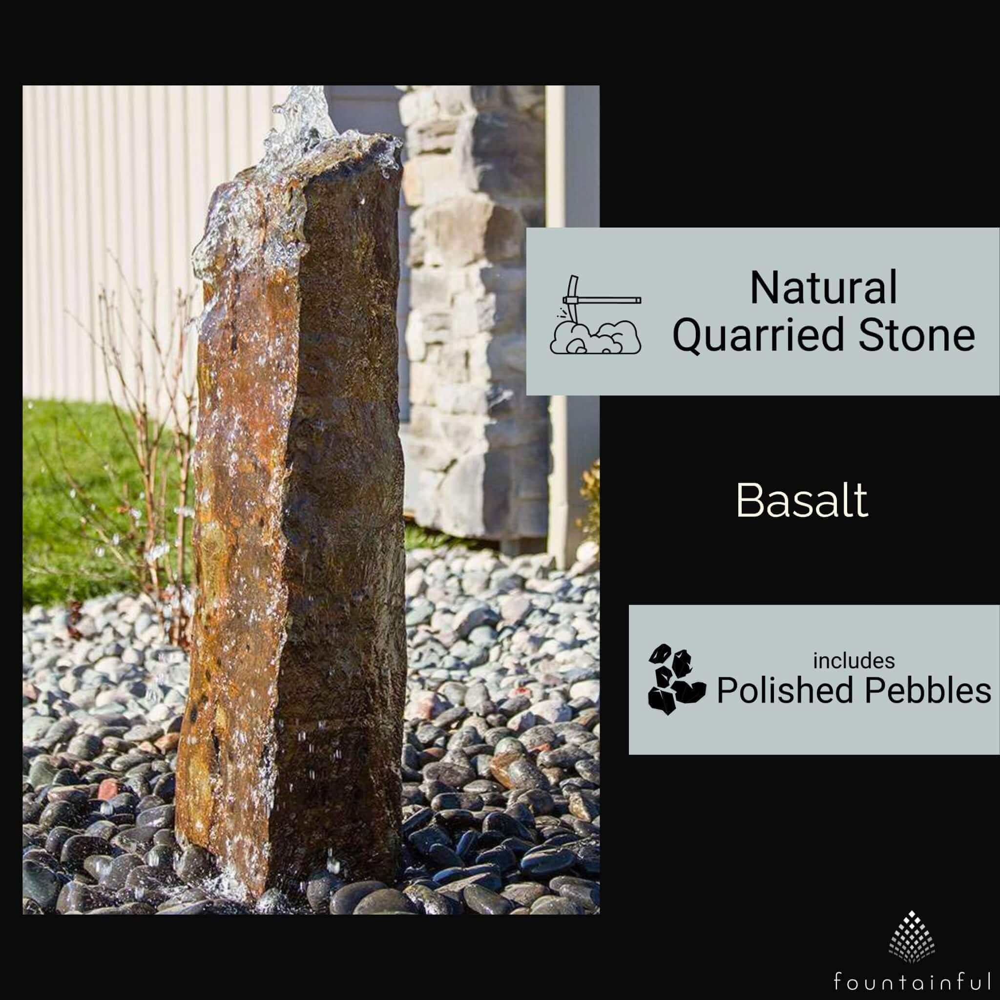 Rustic Basalt 30" Column Fountain - Complete Kit - Blue Thumb