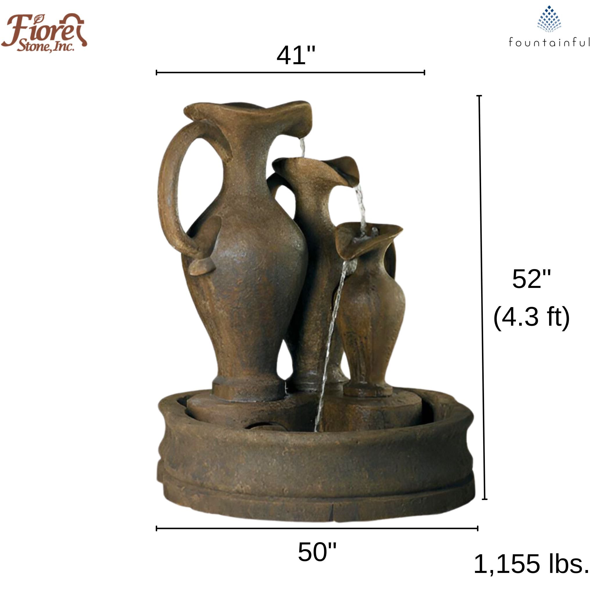 Samara Triple Jug Concrete Fountain - Fiore #AV116