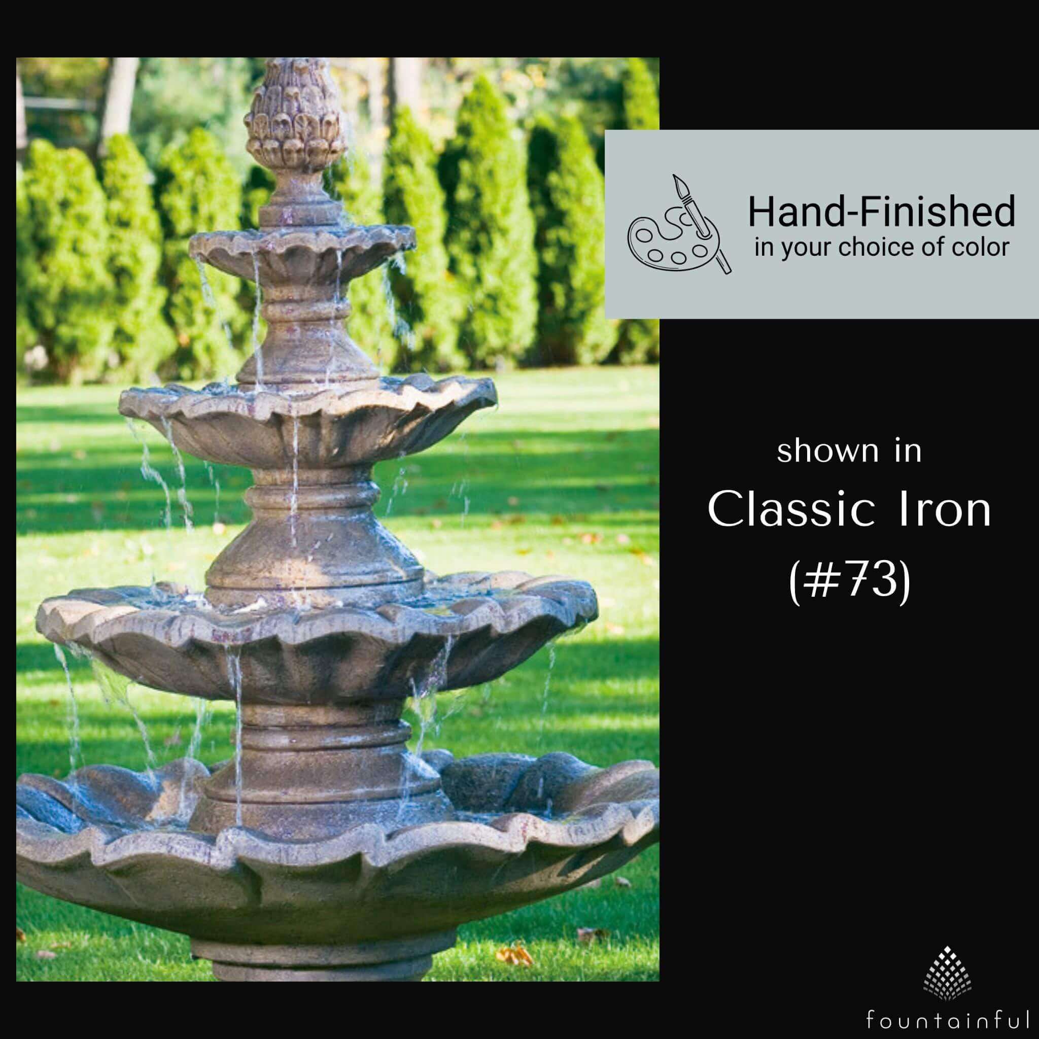 Large 4-Tier Concrete Fountain w/ Pine Cone Finial - Massarellis #3305