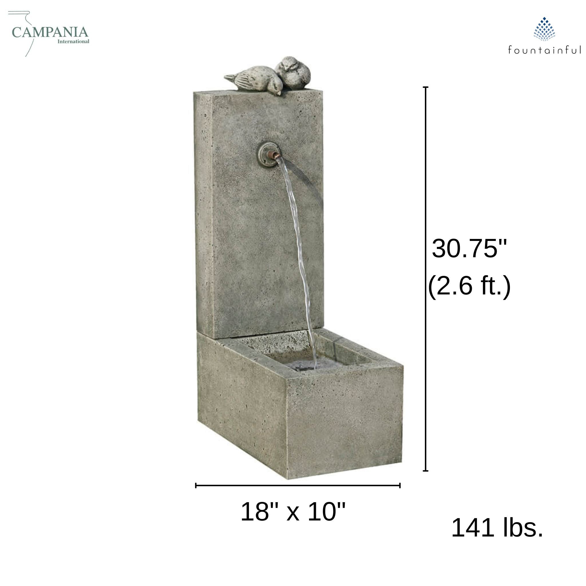 Bird Element Concrete Wall Fountain - Campania #FT136