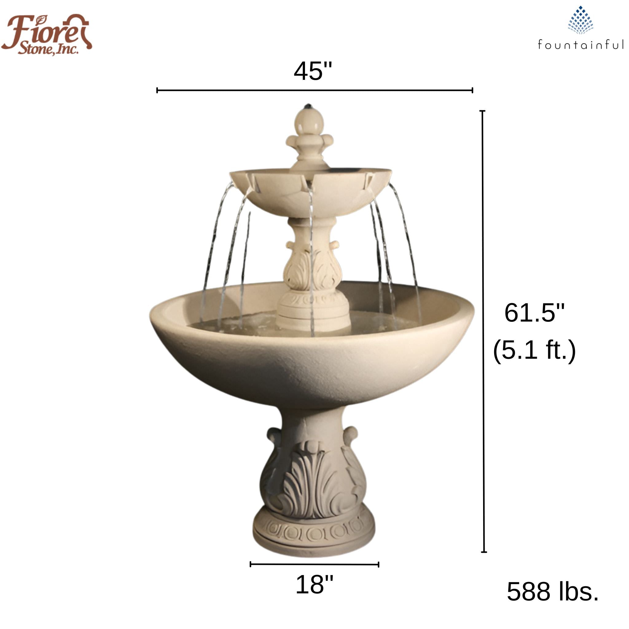 Riviera 2-Tier Concrete Fountain - Fiore #LG159