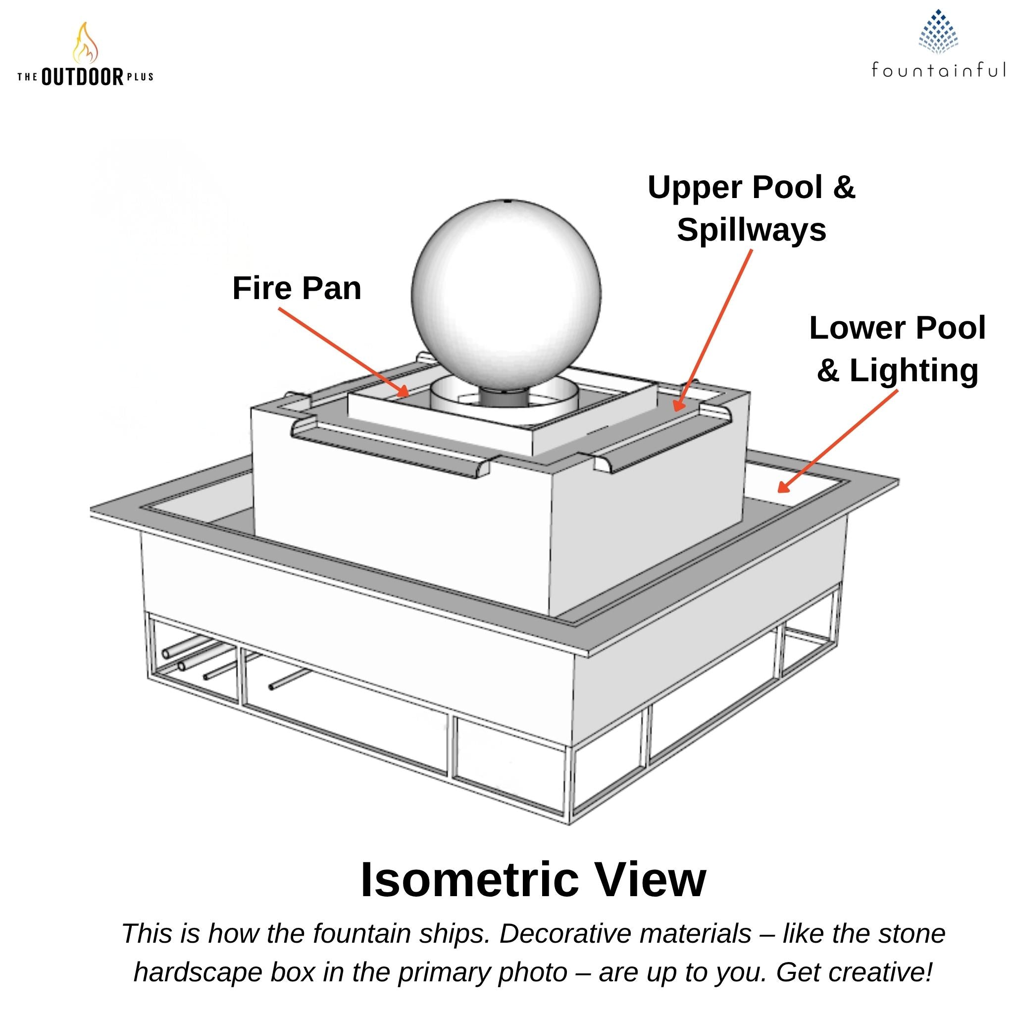 Atlas Crystal Sphere Fire & Water Fountain - The Outdoor Plus