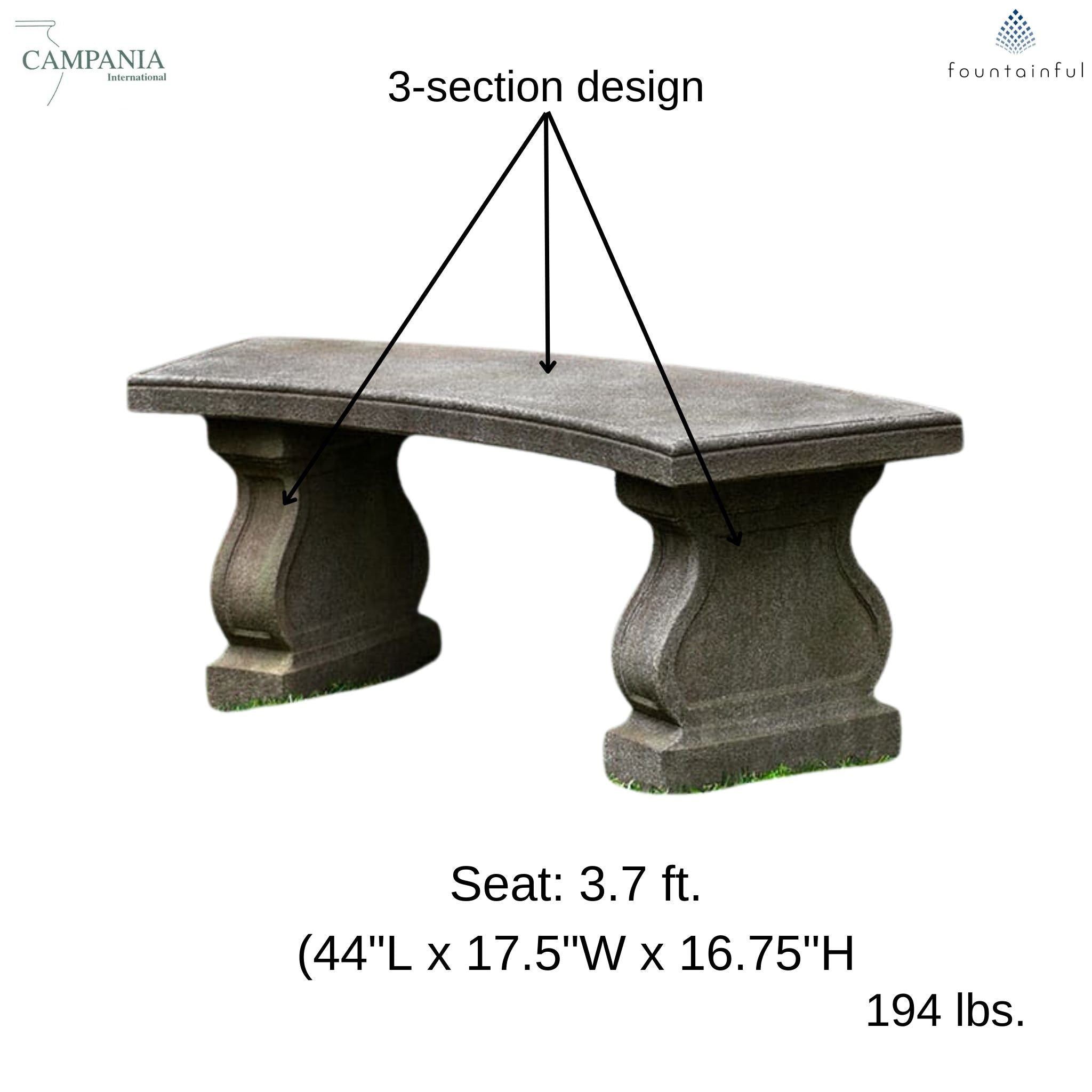 Arles Concrete Garden Bench - Campania #BE136