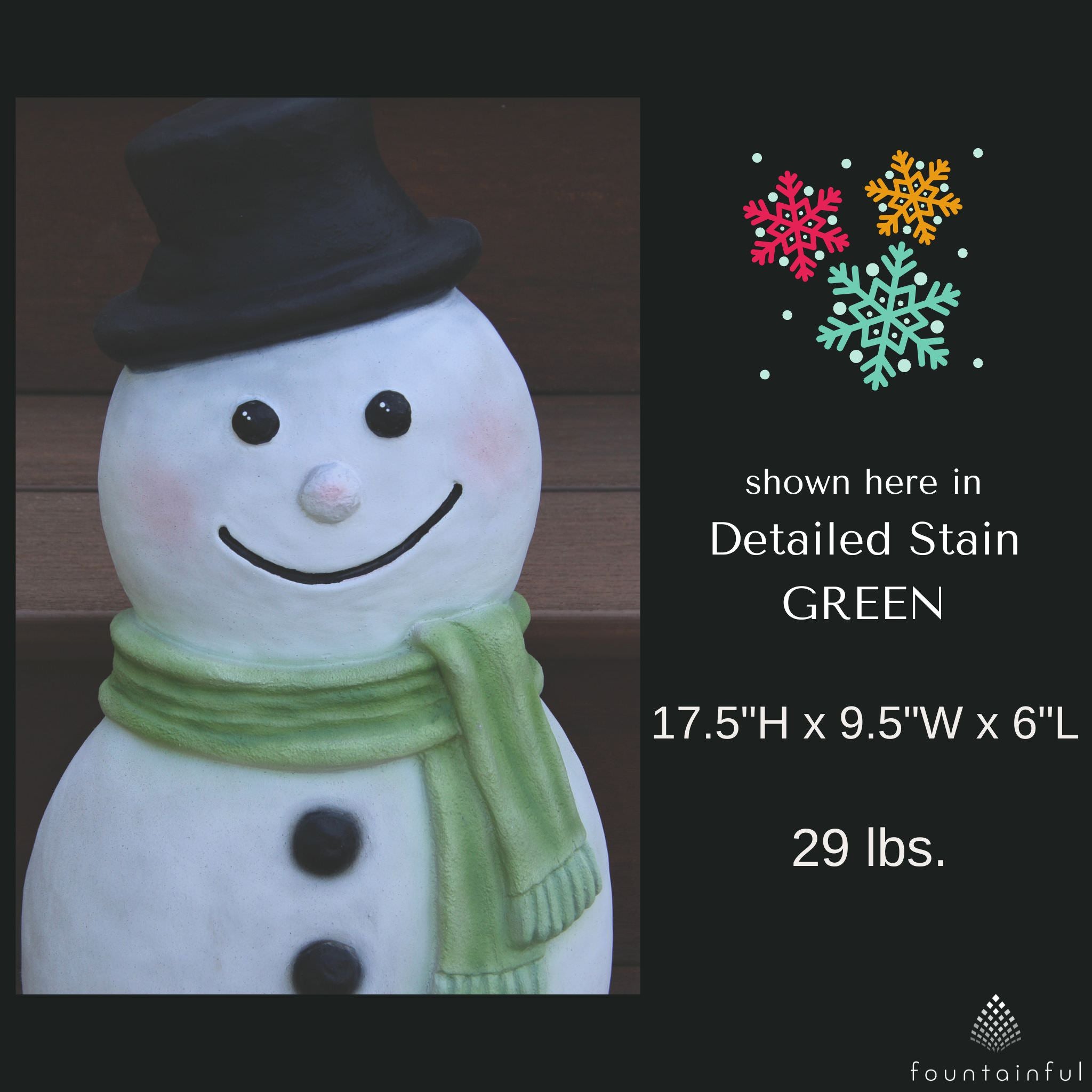 Contemporary Snowman Concrete Garden Statue - Massarellis #4234