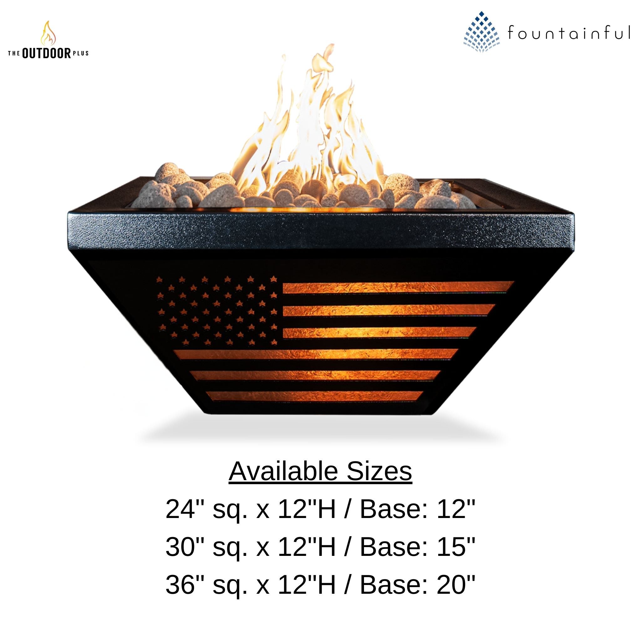 USA Flag LED Steel Fire Bowl - Outdoor Plus