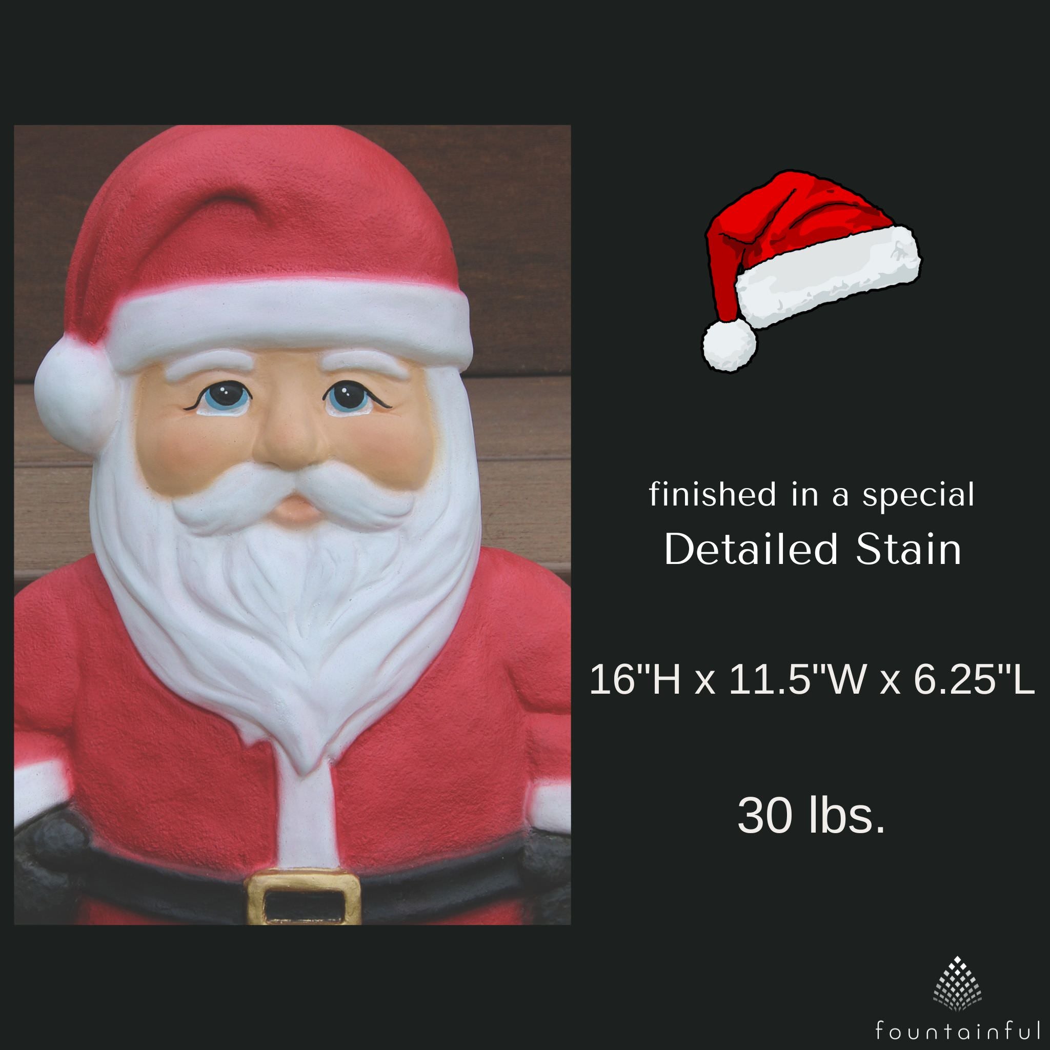 Contemporary Santa Concrete Garden Statue - Massarellis #4233