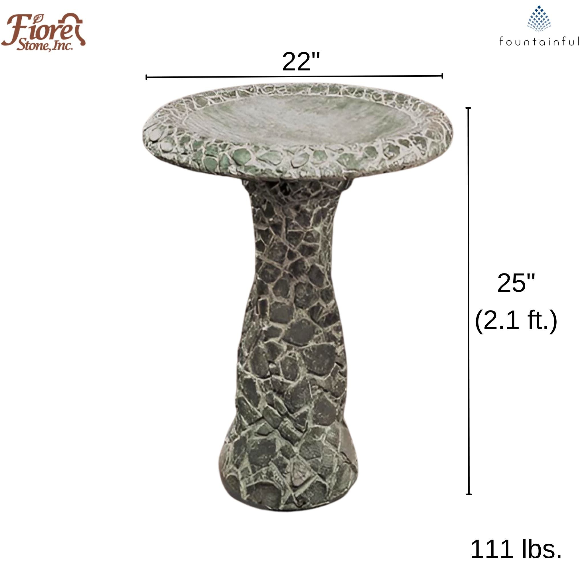 Aggregate Stones Concrete Bird Bath - Fiore #PL2