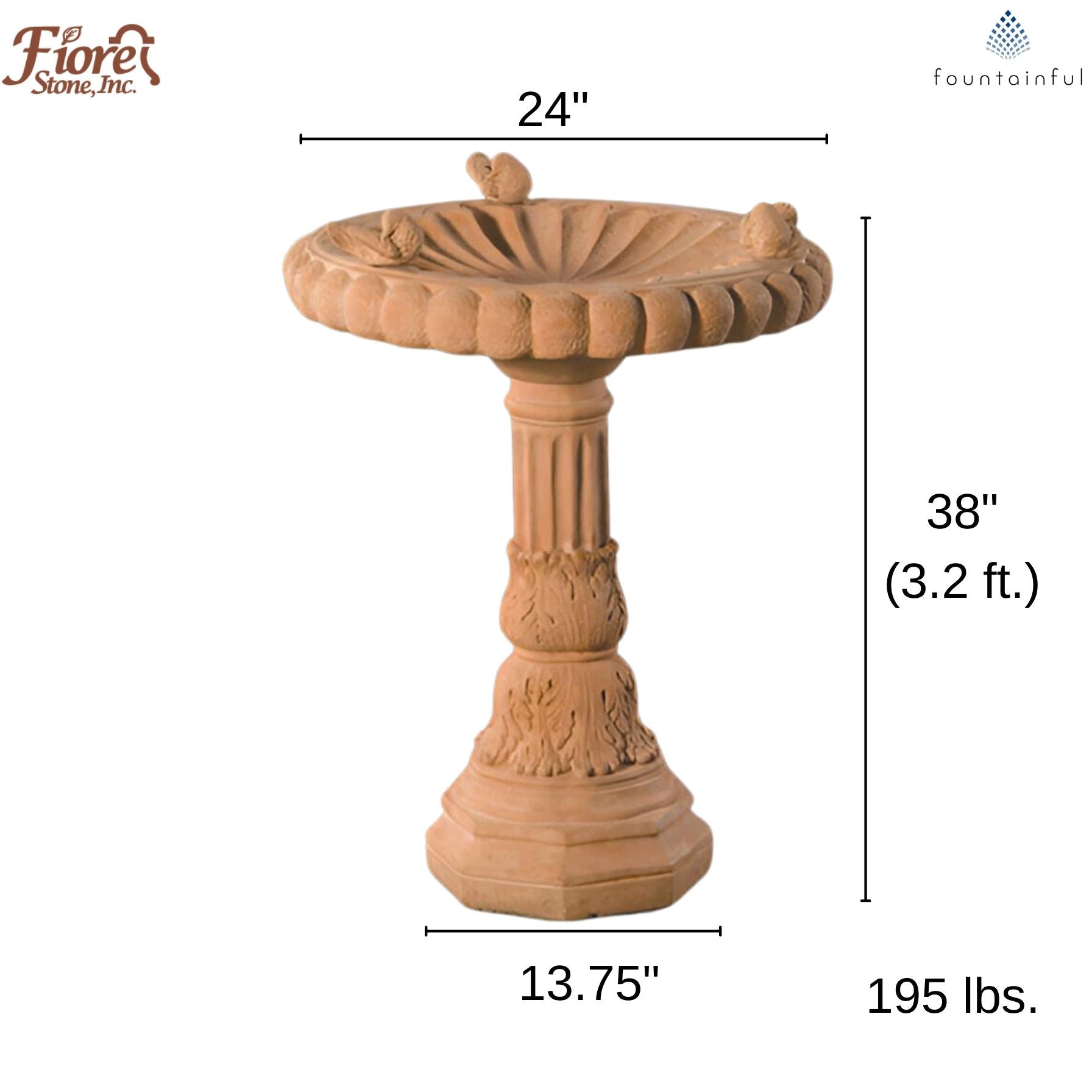 Fiore Stone Dove Bird Bath - Thumbnail 2