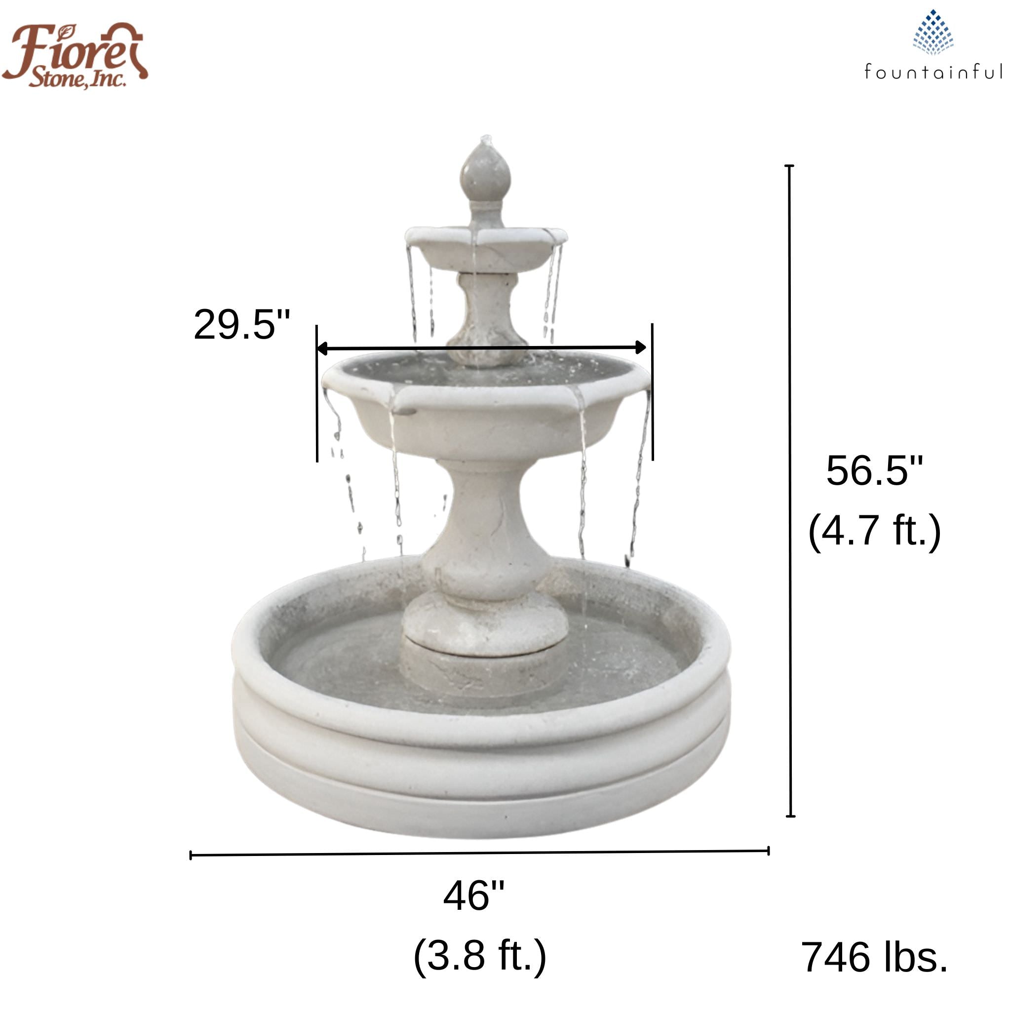 Verona 2-Tier Fountain w/46" Basin - Fiore #114F46