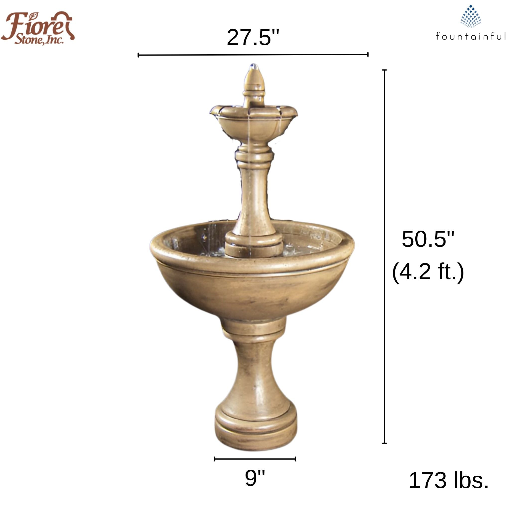 Vinci 2-Tier Concrete Fountain - Fiore #204