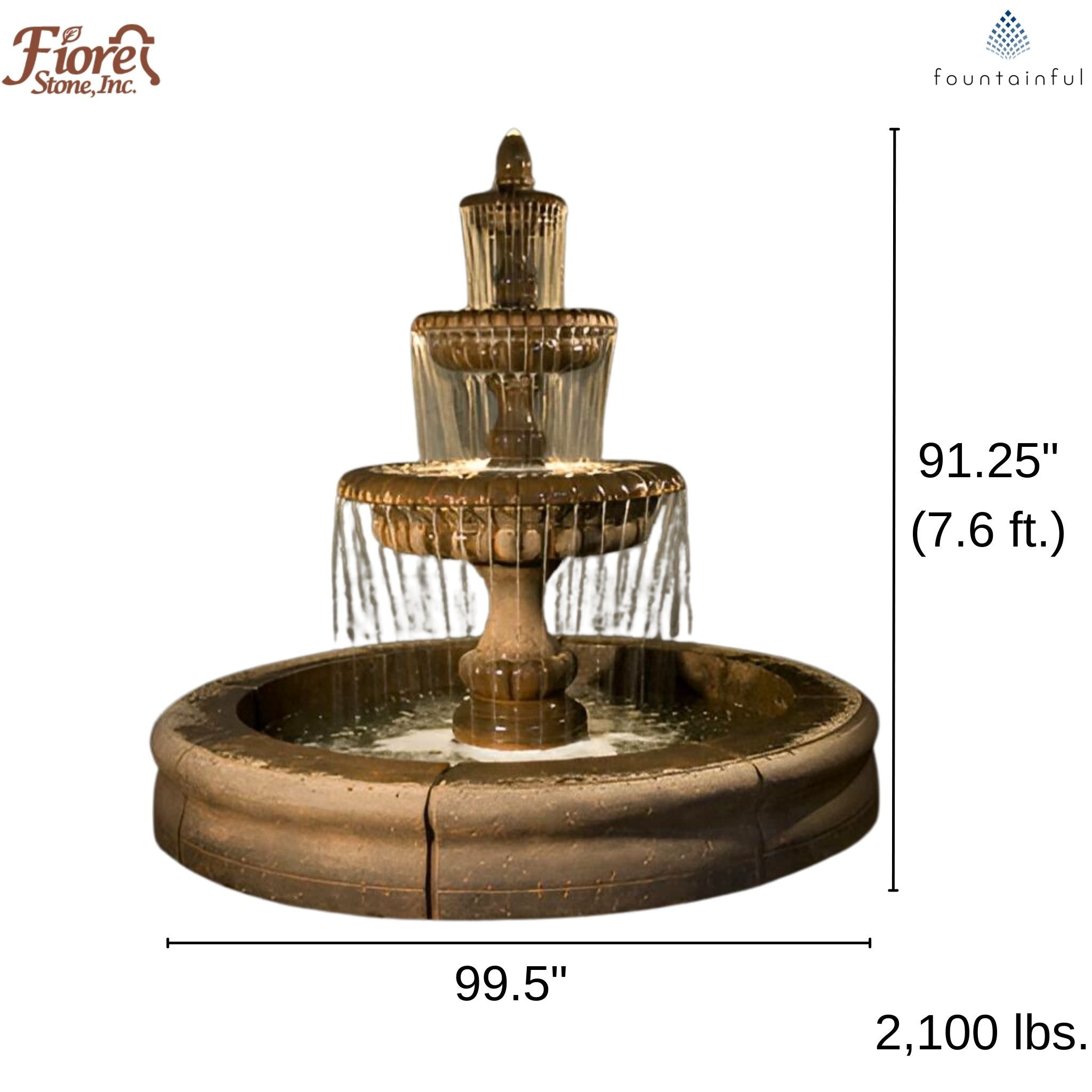 Pioggia 3-Tier Concrete Pond Fountain - Fiore #LG163