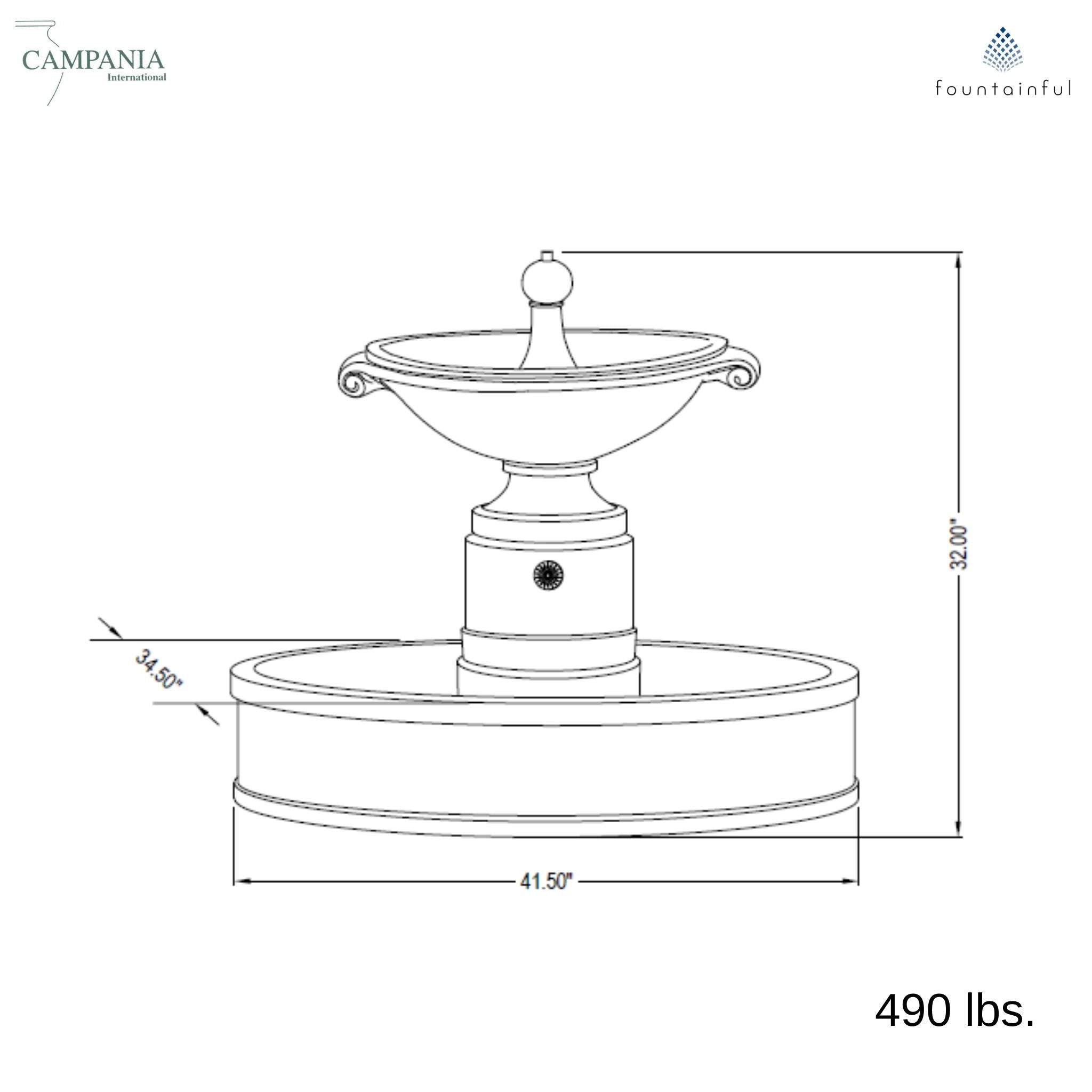 Borghese Concrete Fountain in Basin - Campania #FT224