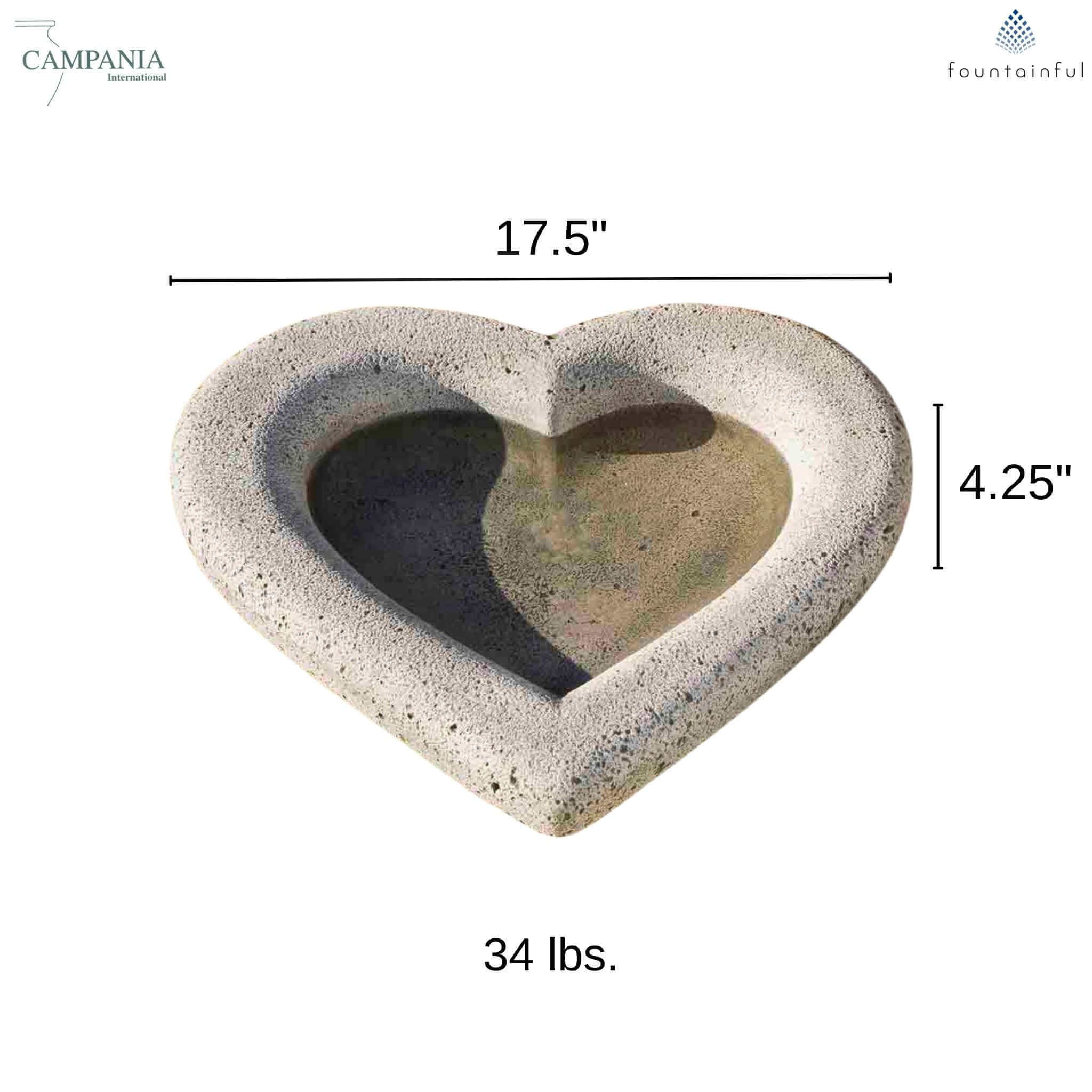 Heart Concrete Shell Bird Bath - Campania #SH101