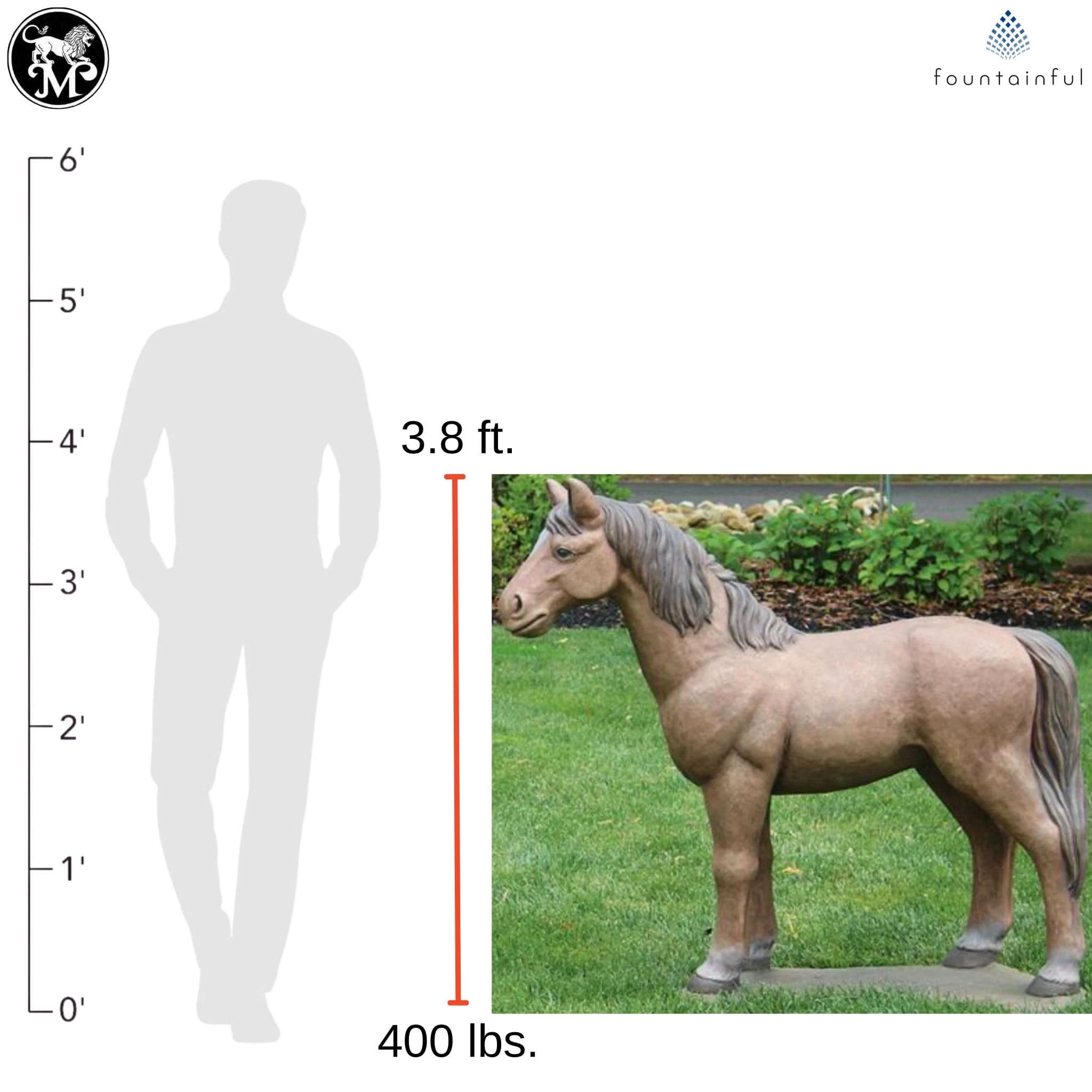 Horse Concrete Garden Statue - Massarellis #2595