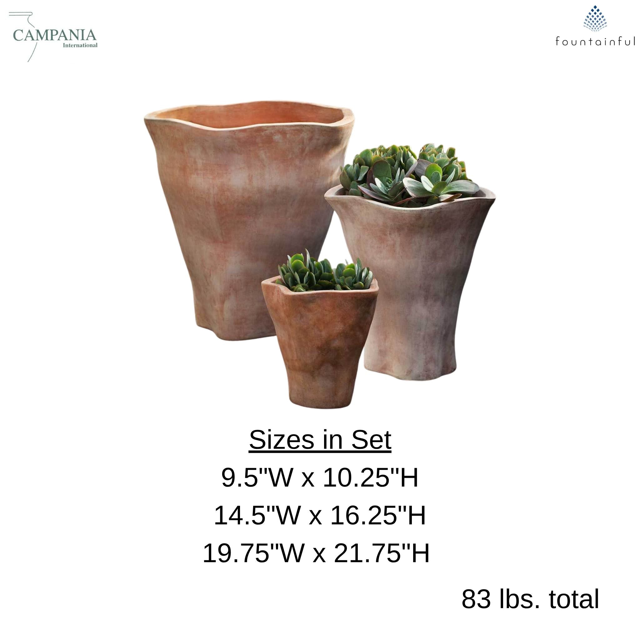 Foxglove Tall Set of 3 Terra Cotta Planters - Campania #6016