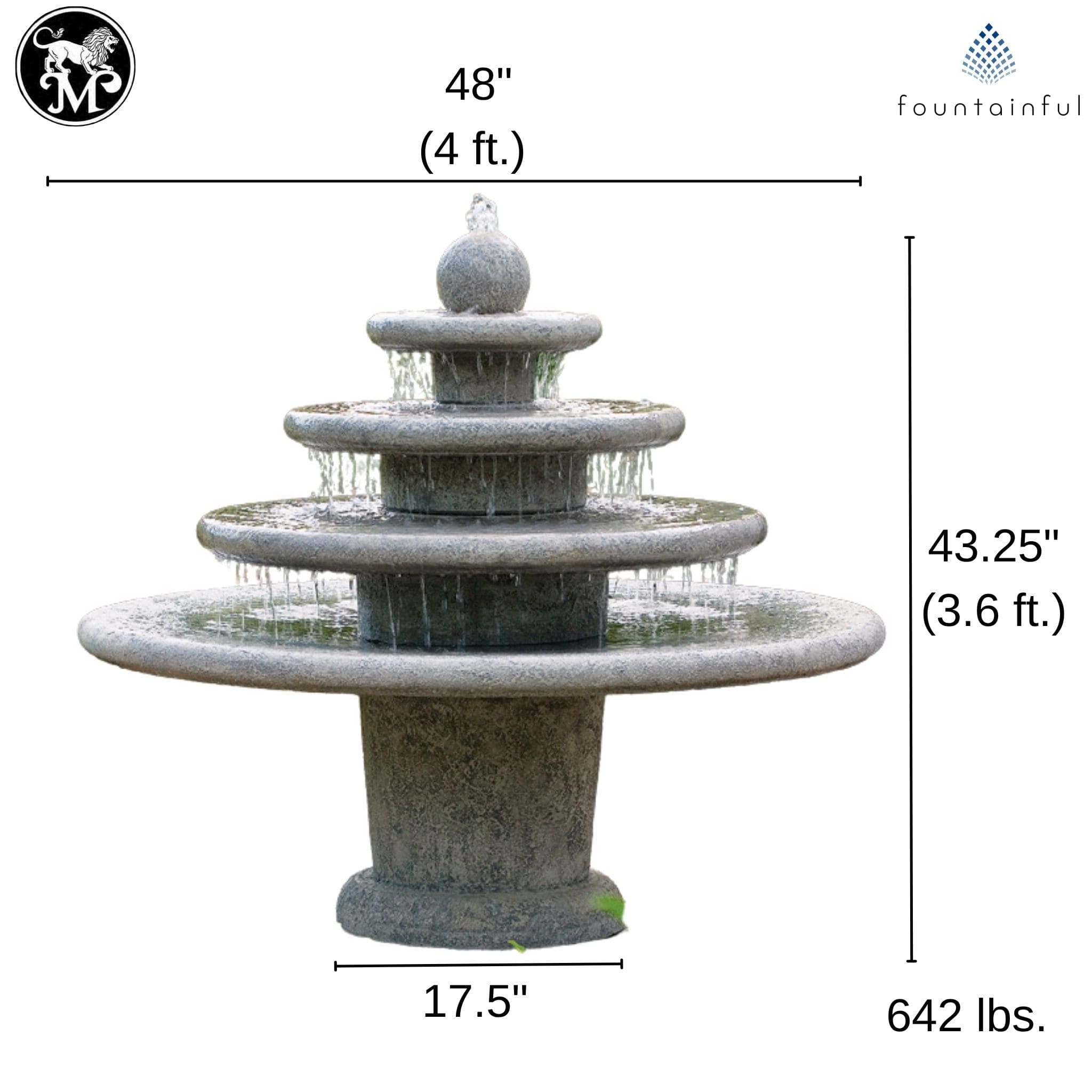 Gozo Sphere 4-Tier Concrete Fountain - Massarellis #3622